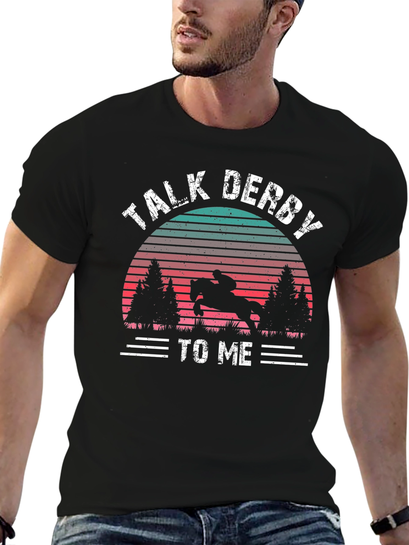 Talk Derby to Me Horse Sunset Graphic T-Shirt