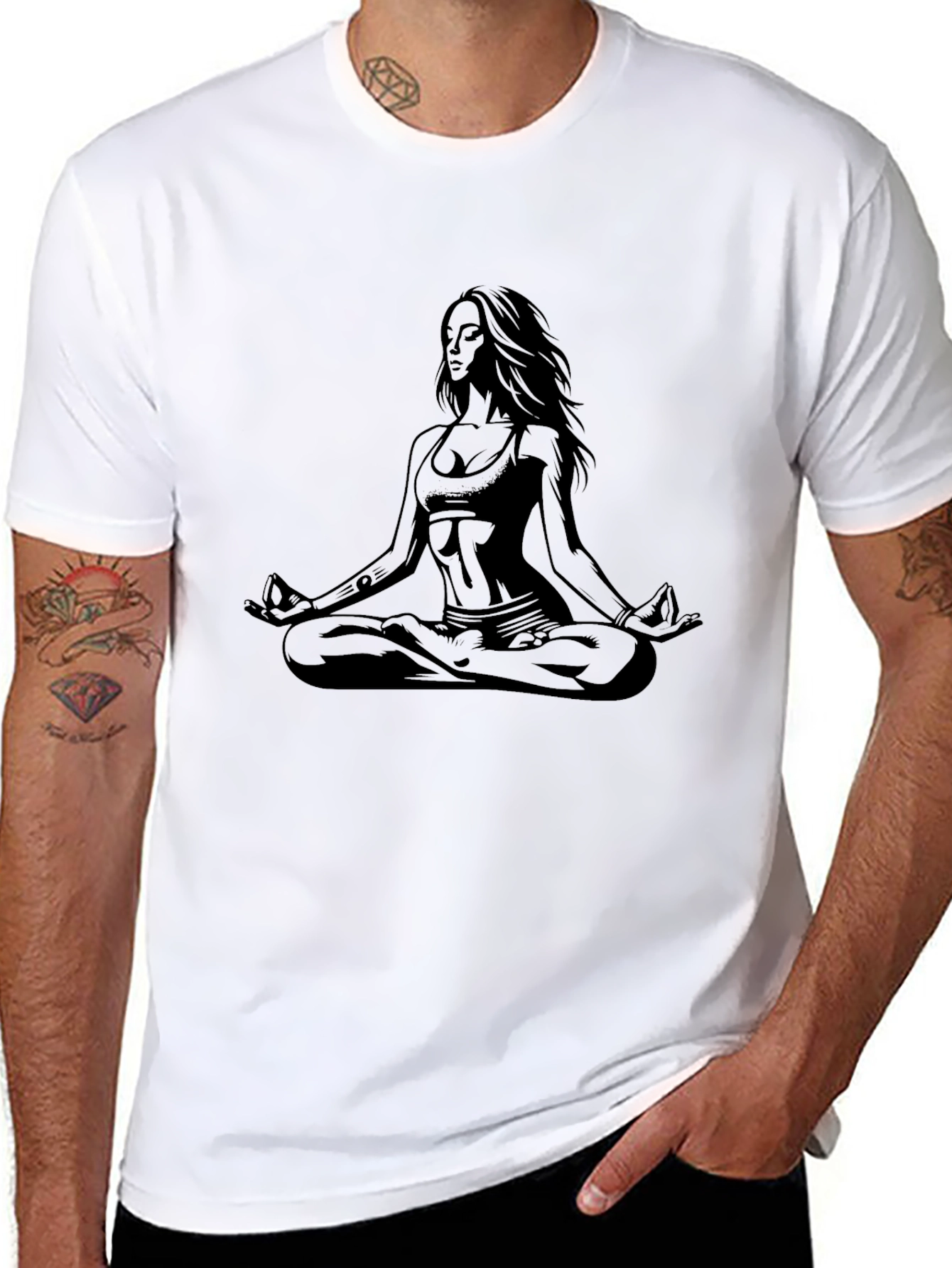 Yoga Pose Graphic Black T-Shirt