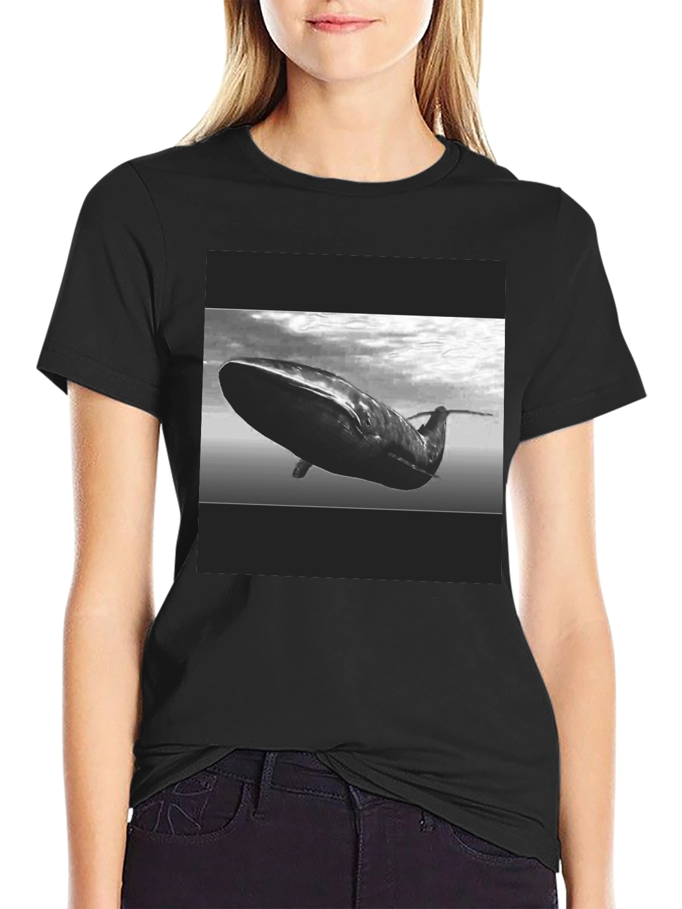 Whale Graphic Black T-Shirt