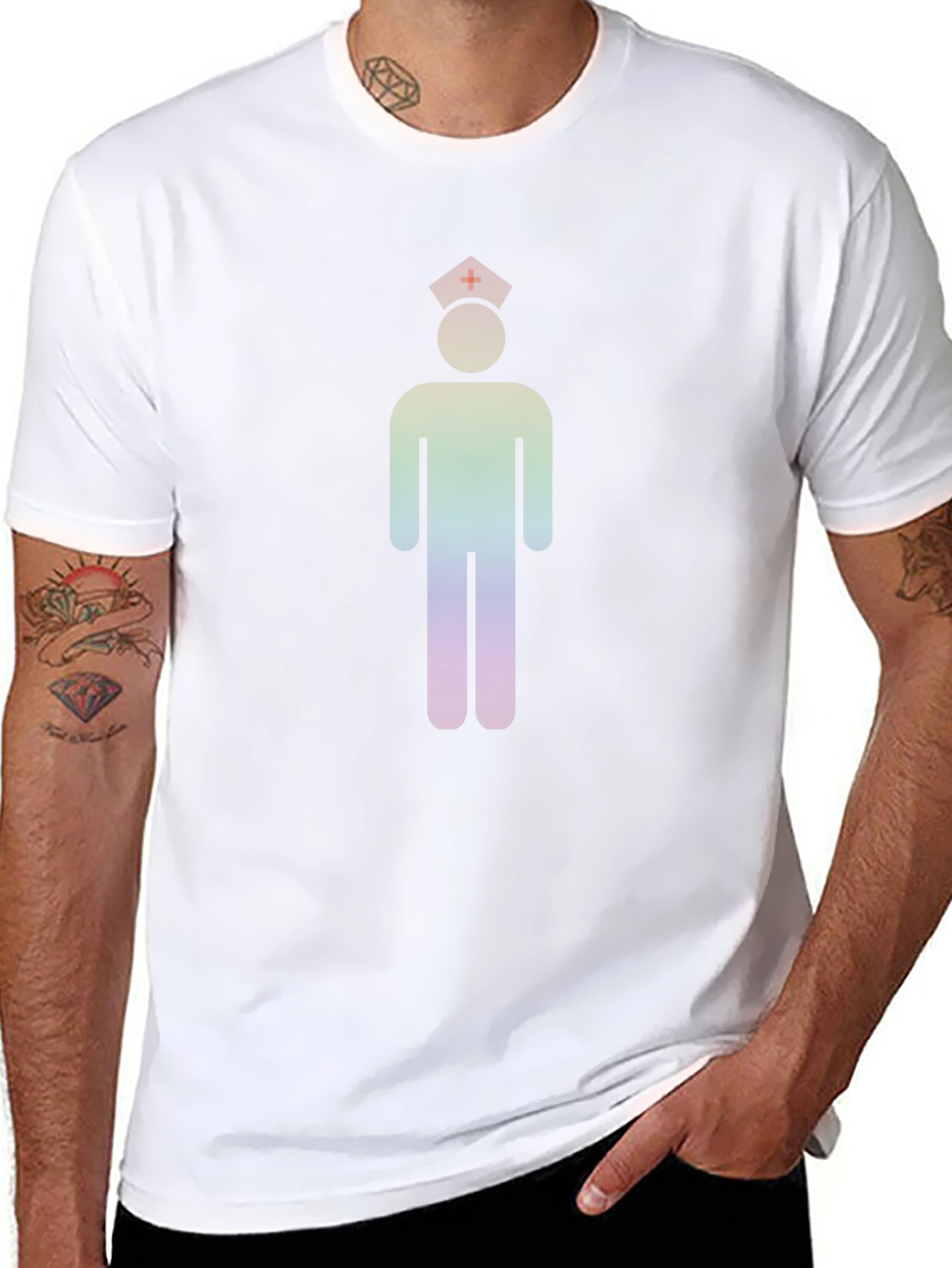 Rainbow Nurse Icon Black T-Shirt