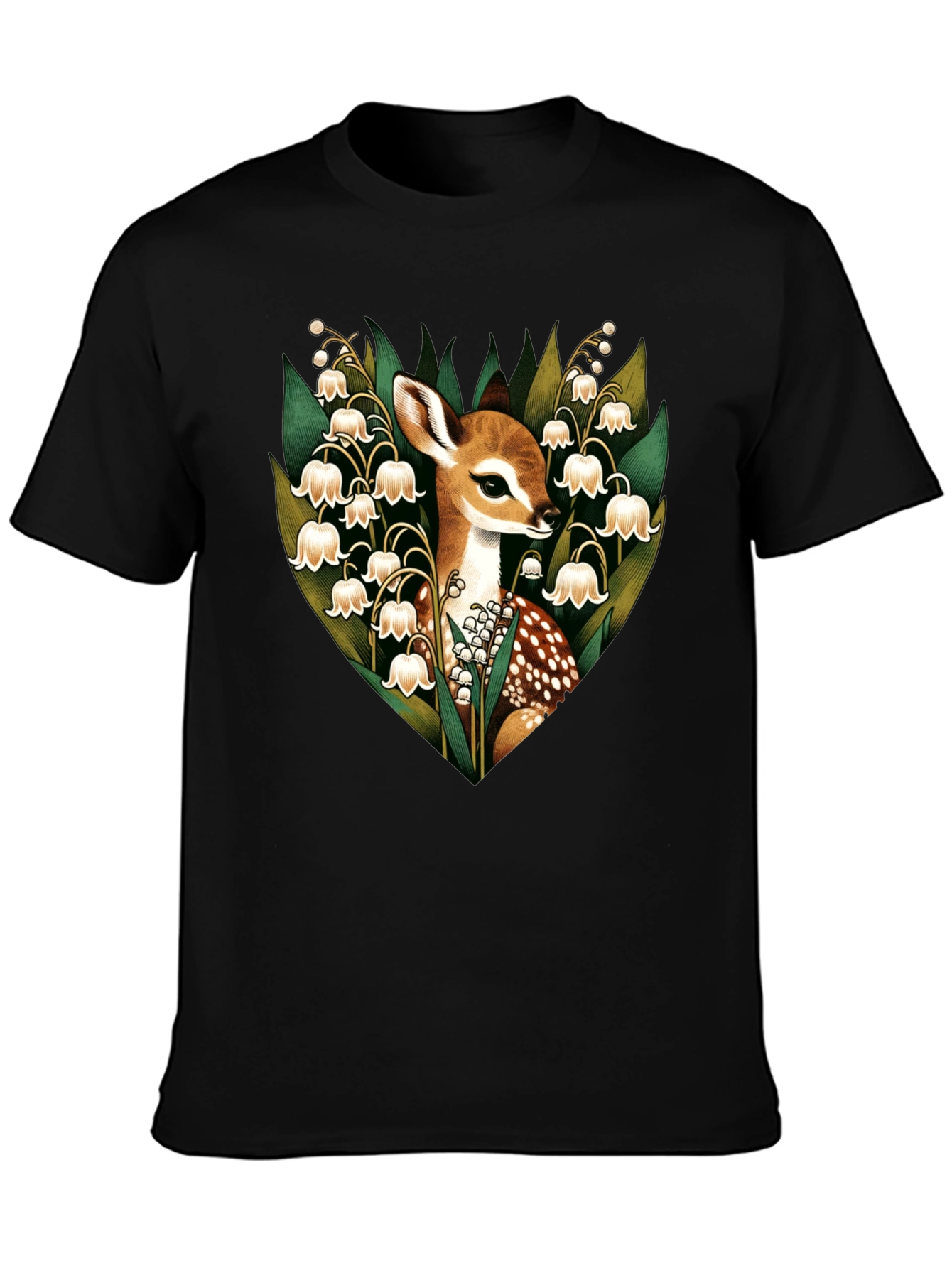 Deer & Lily of the Valley Graphic T-Shirt