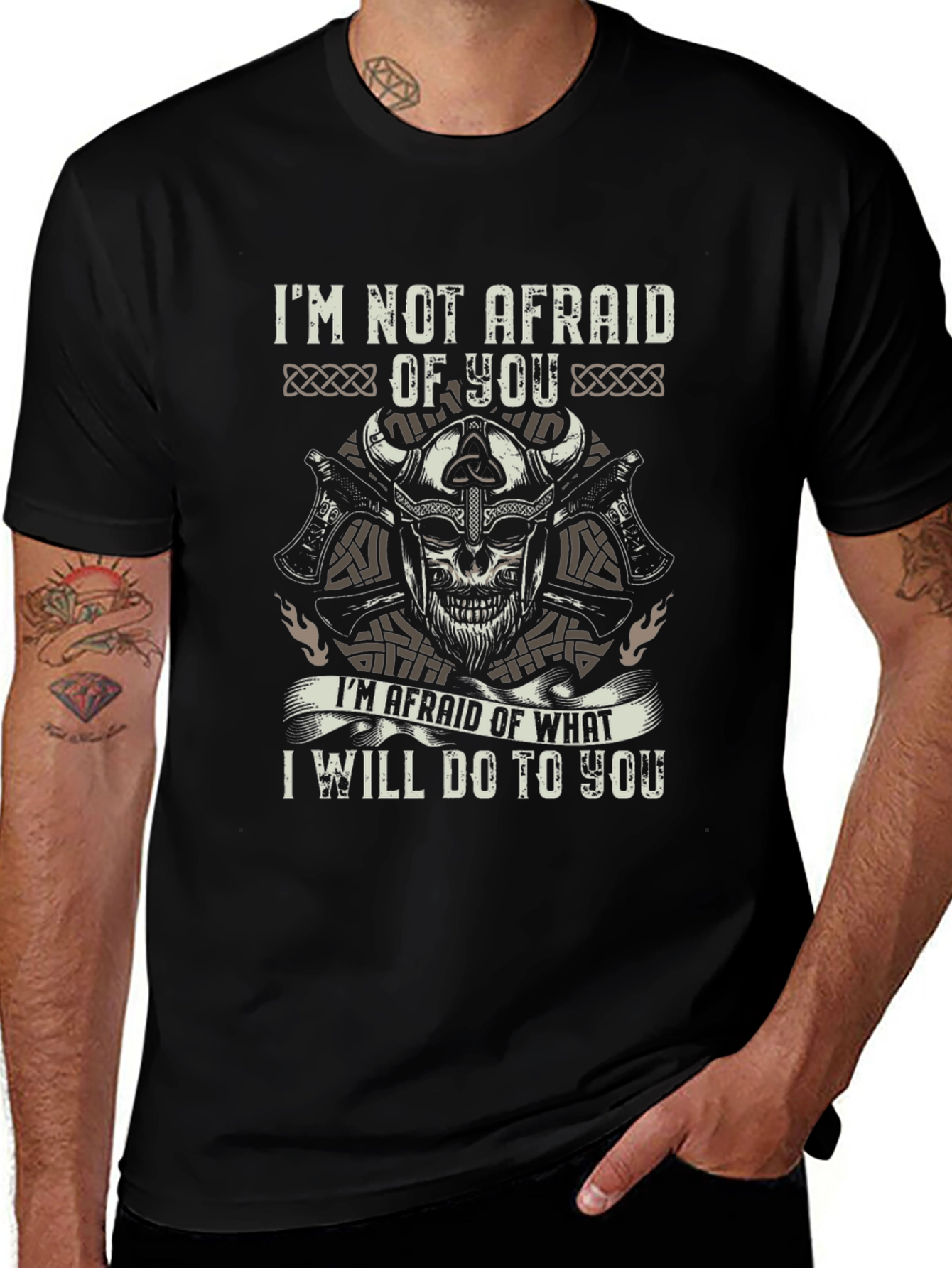 Viking Skull Graphic Tee - Not Afraid