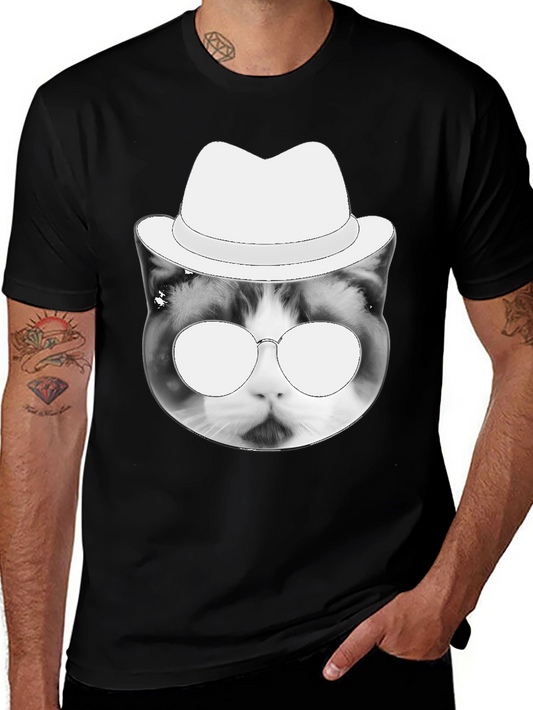 Cool Cat Tee: Black T-Shirt with Cat in Hat Graphic