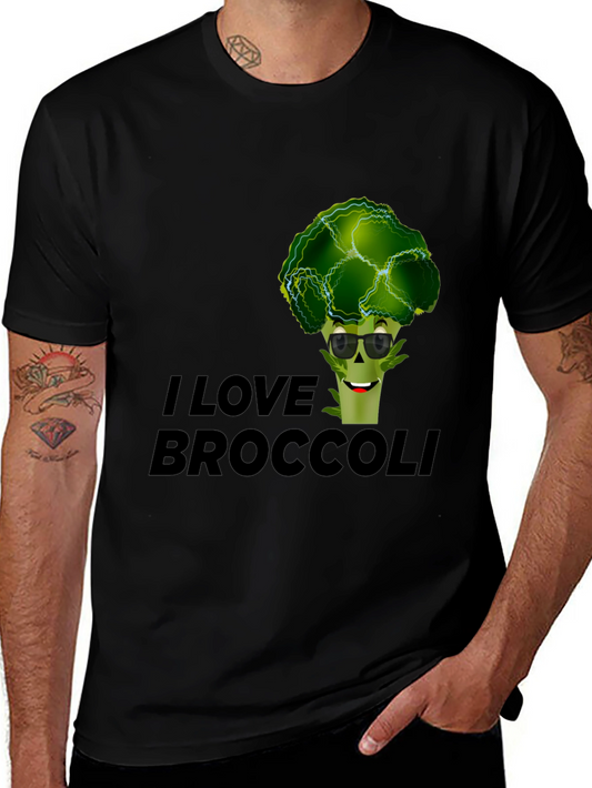 I Love Broccoli Graphic Tee - Black Cotton T-Shirt