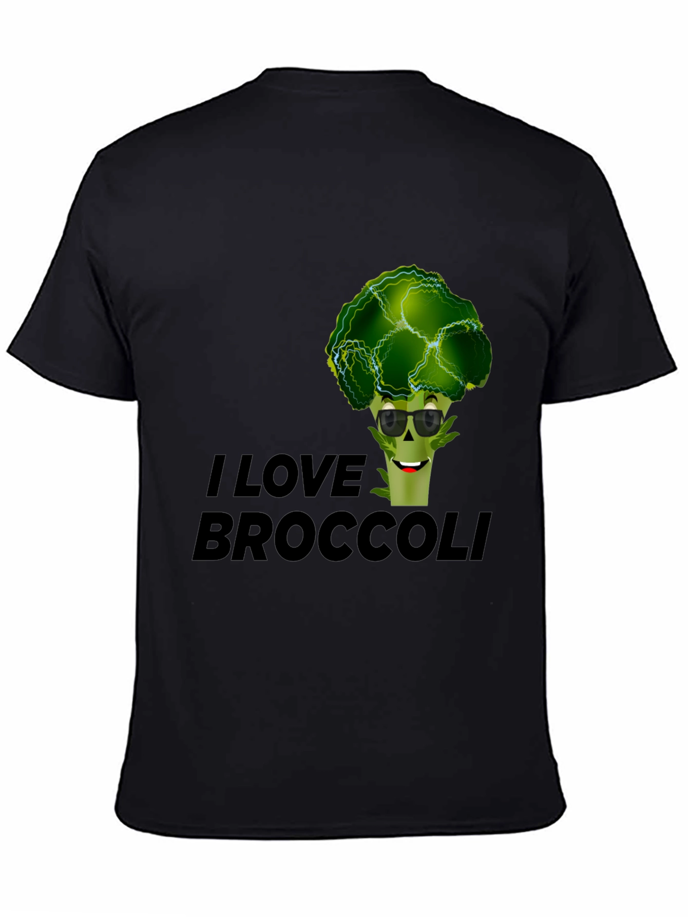 I Love Broccoli Graphic Tee - Black Cotton T-Shirt