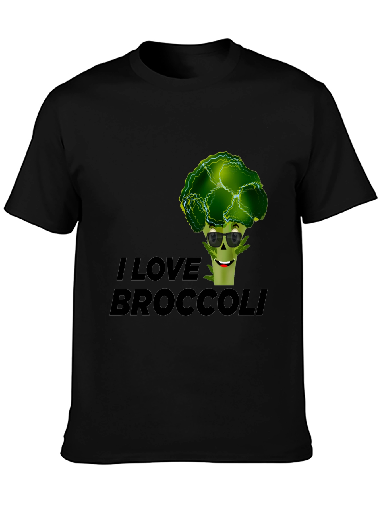 I Love Broccoli Graphic Tee - Black Cotton T-Shirt