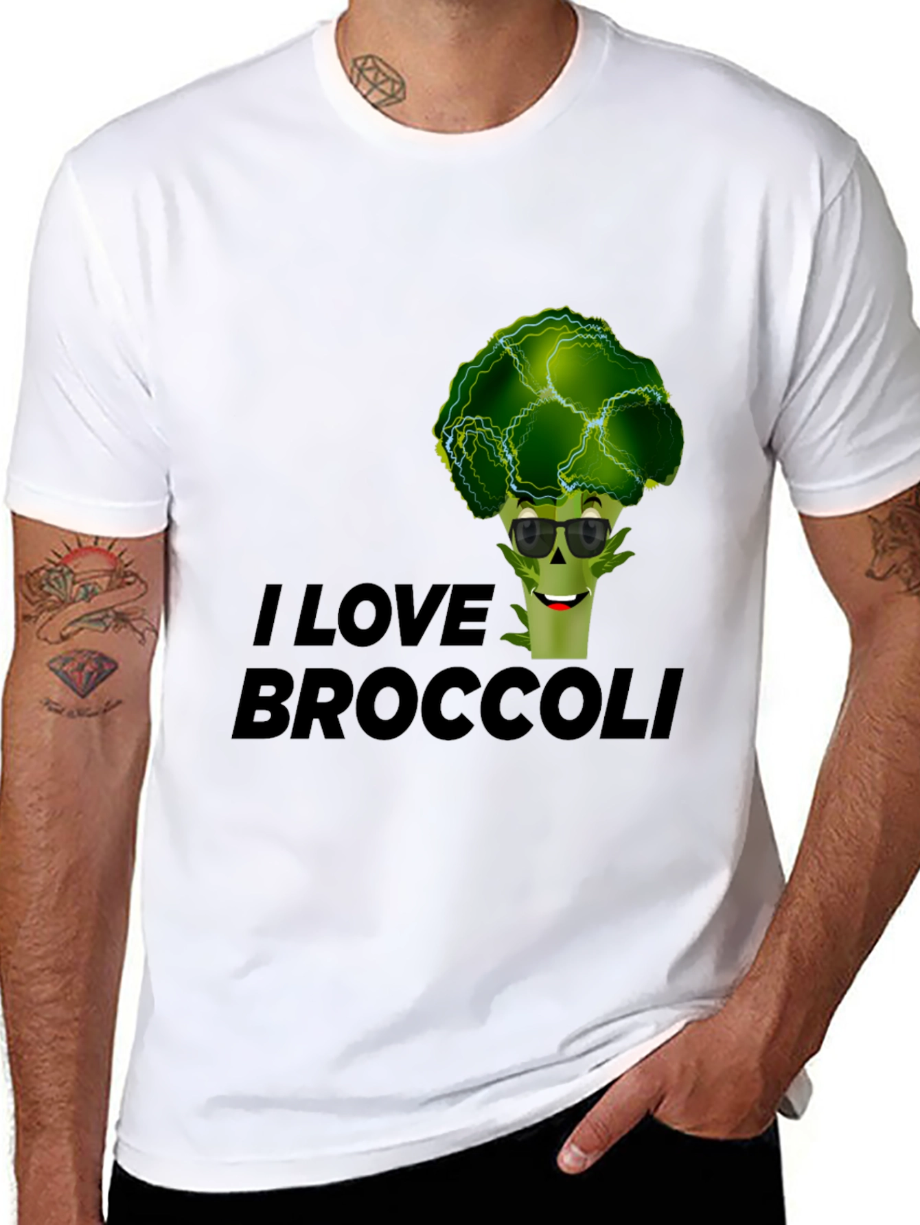 I Love Broccoli Graphic Tee - Black Cotton T-Shirt