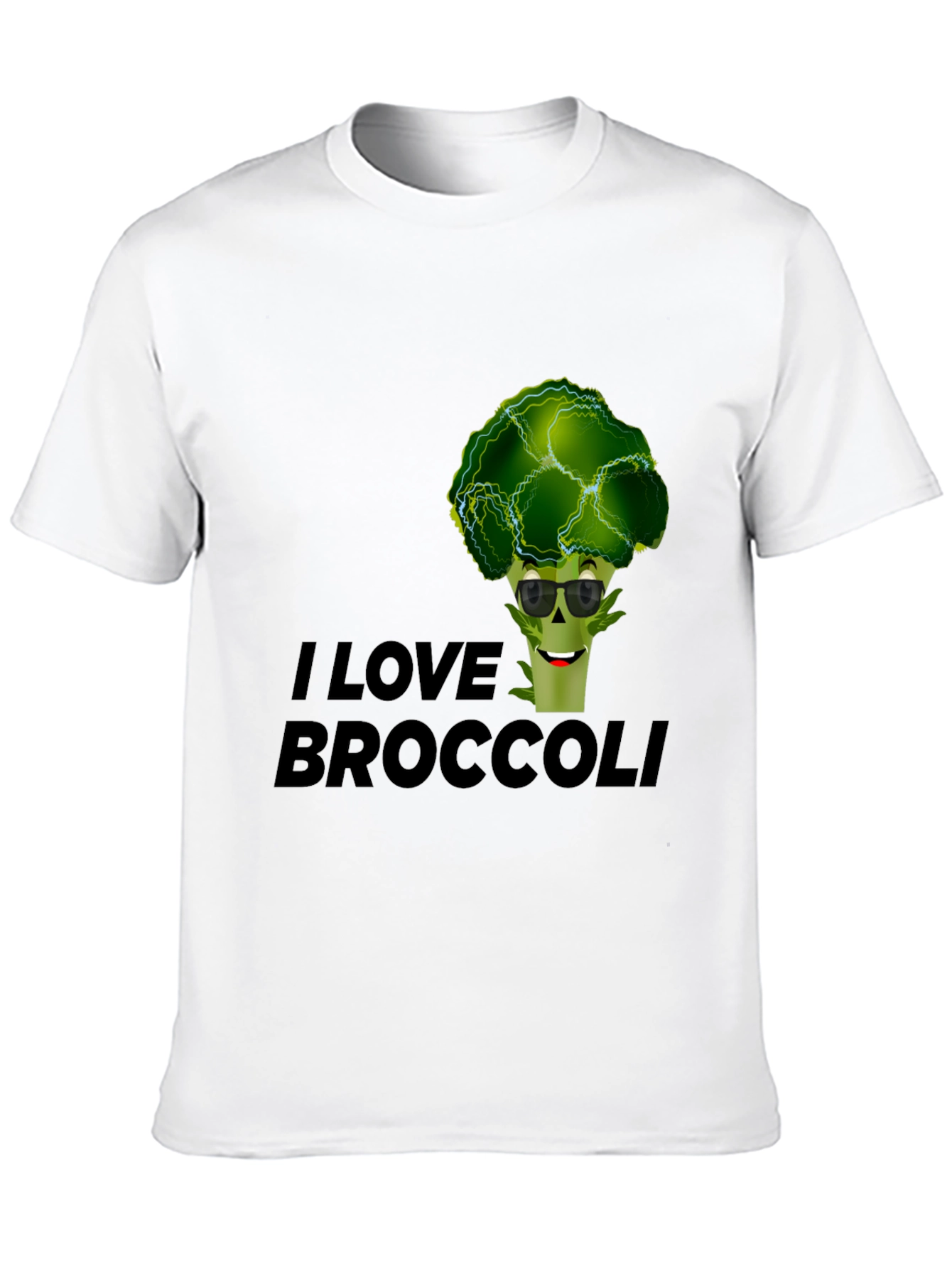I Love Broccoli Graphic Tee - Black Cotton T-Shirt