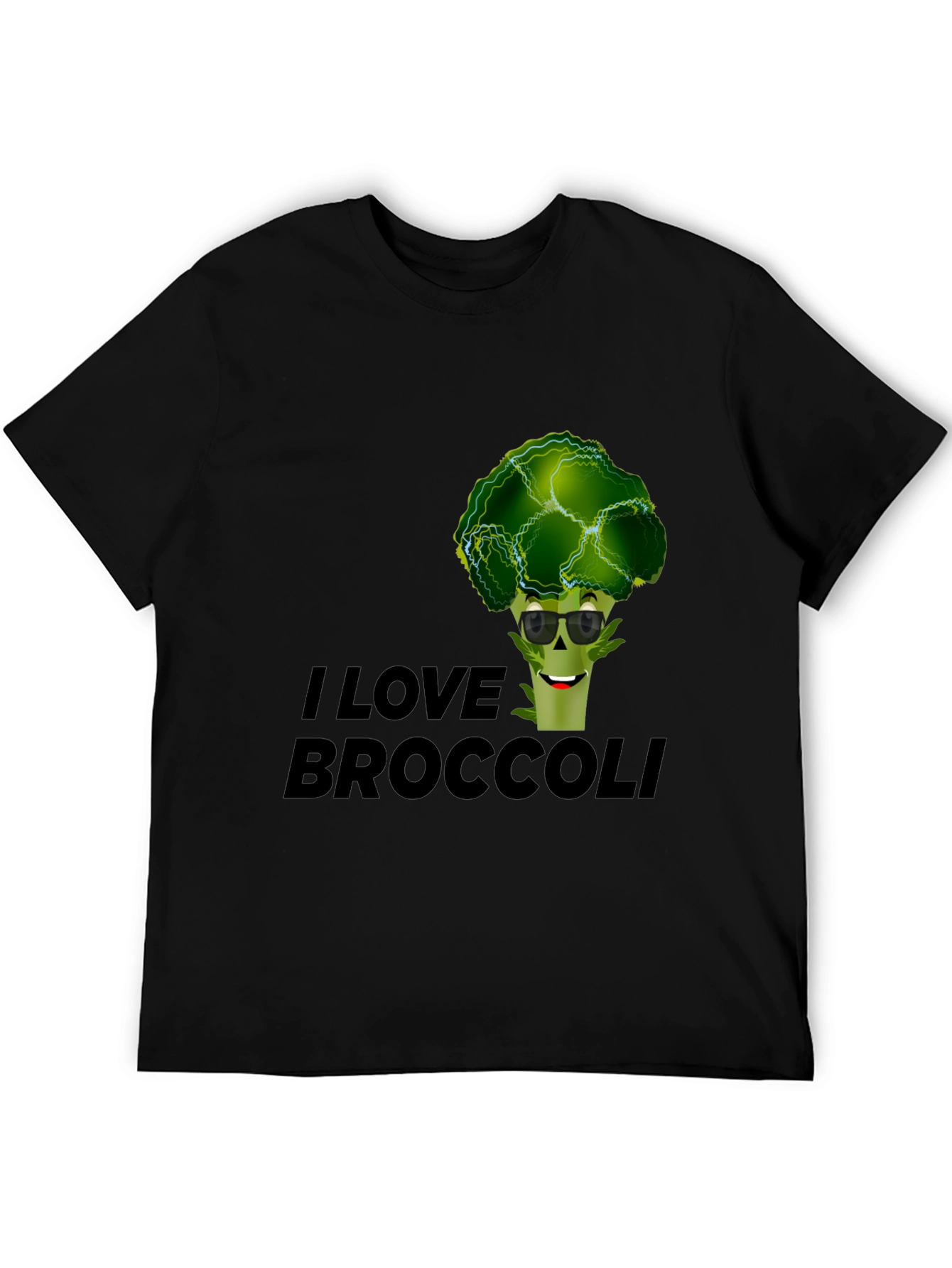 I Love Broccoli Graphic Tee - Black Cotton T-Shirt