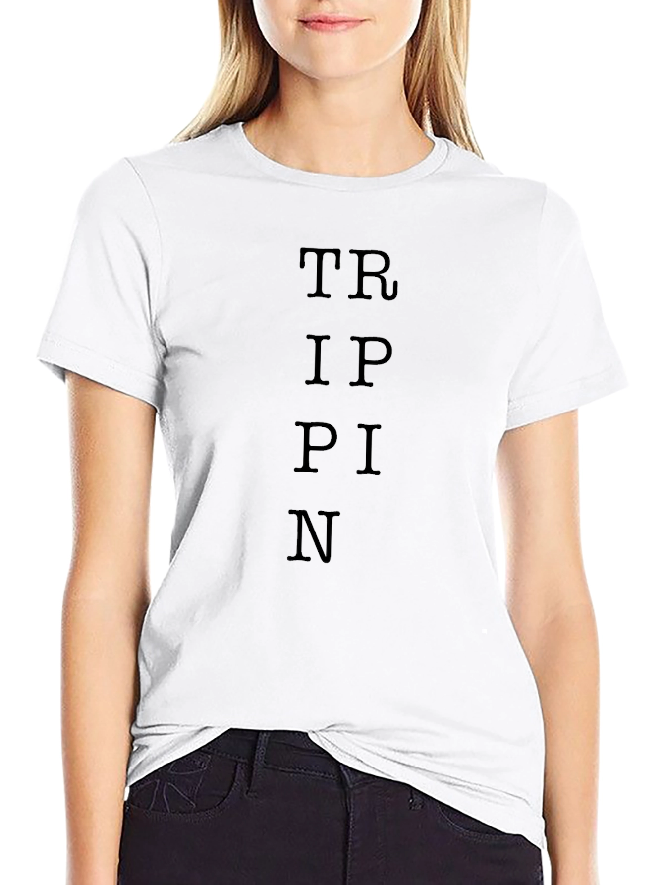 Trippin Black Graphic Tee - Classic Comfort