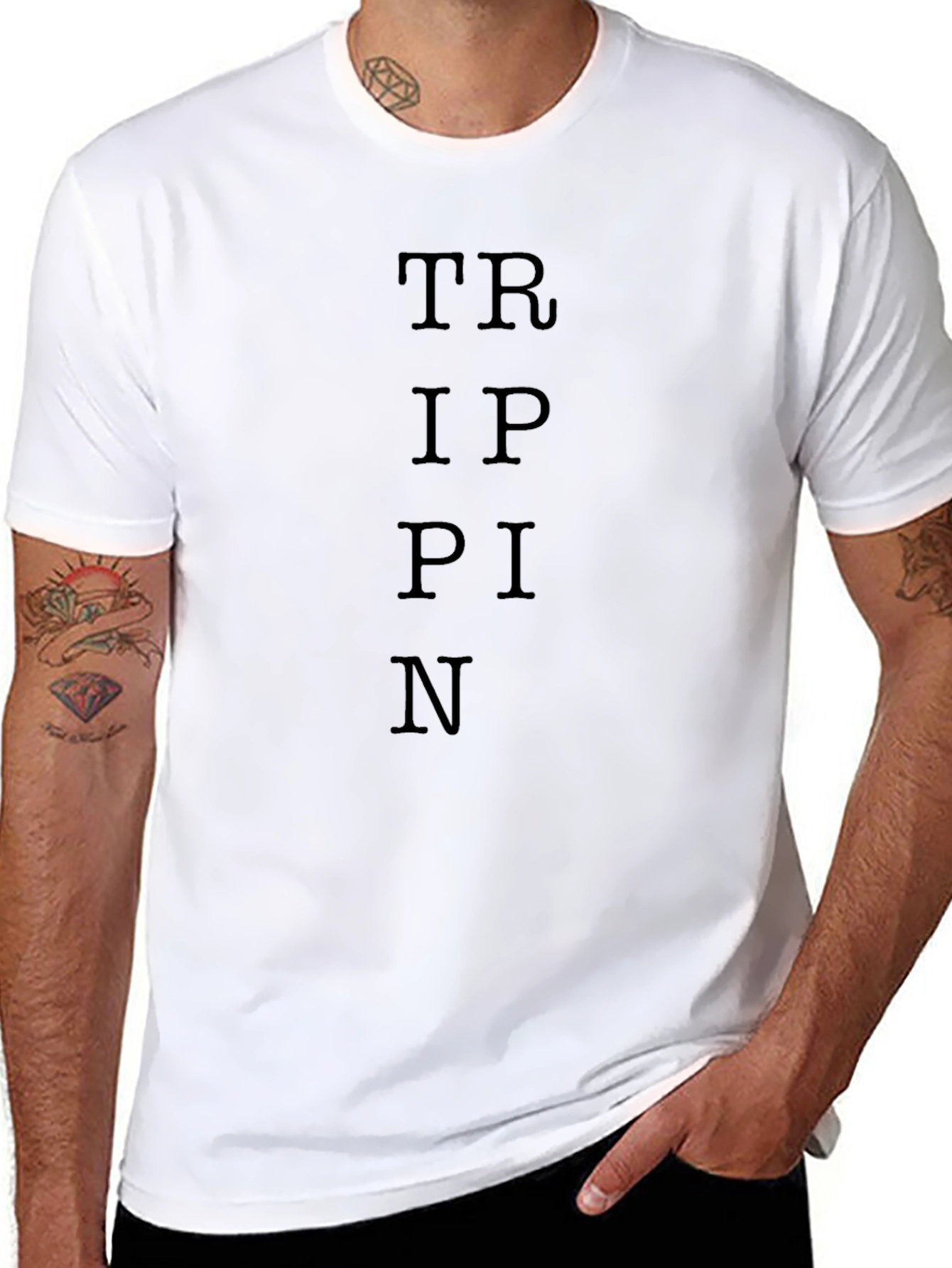 Trippin Black Graphic Tee - Classic Comfort