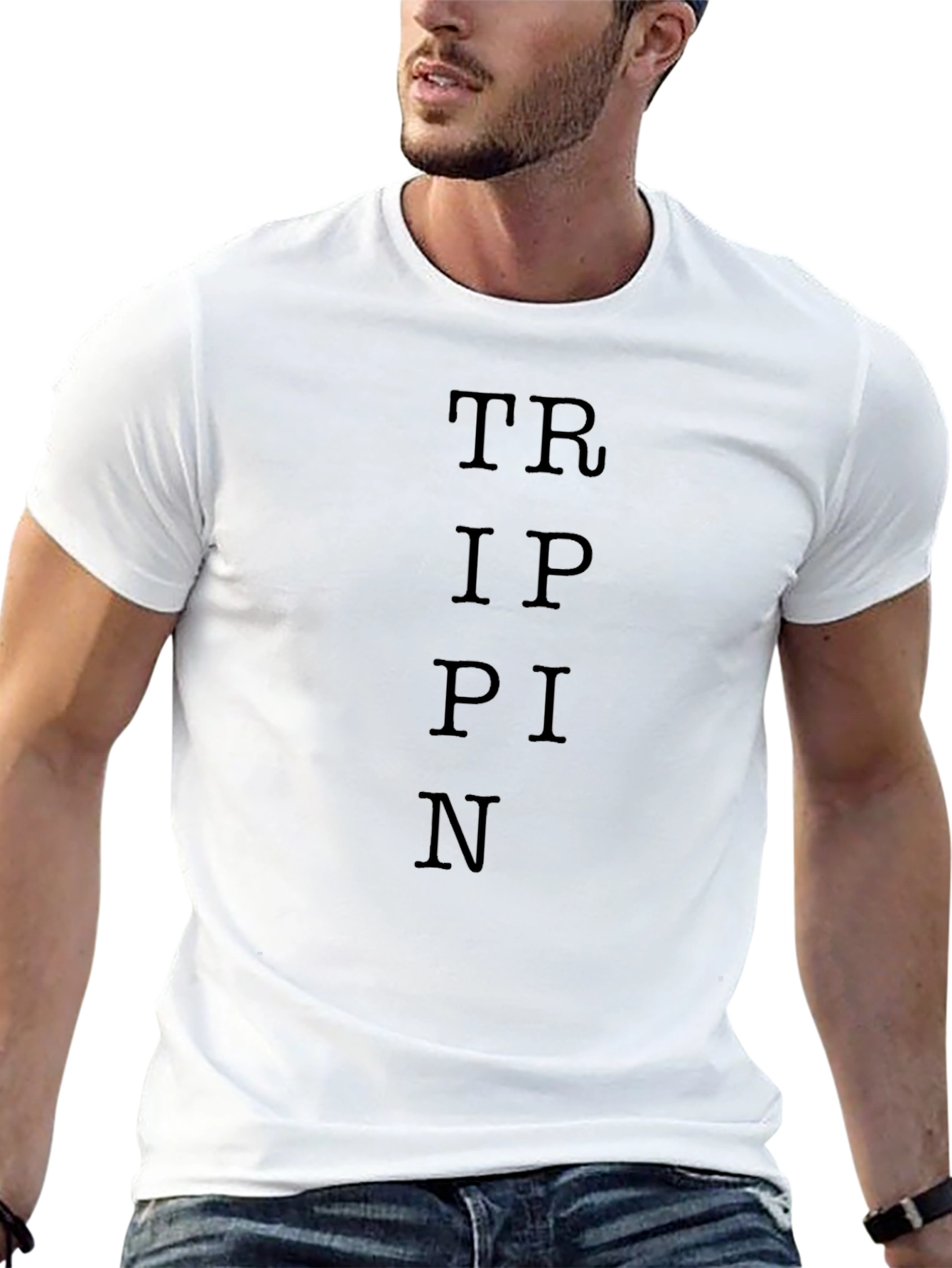 Trippin Black Graphic Tee - Classic Comfort