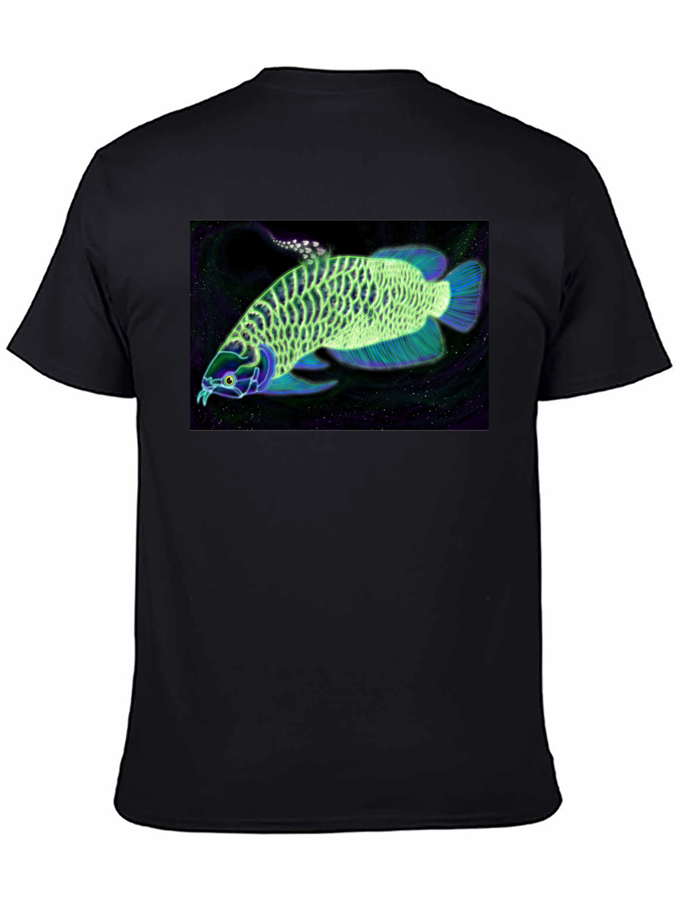 Arowana Fish Graphic Black T-Shirt
