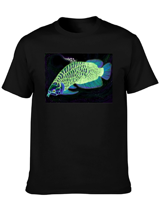 Arowana Fish Graphic Black T-Shirt