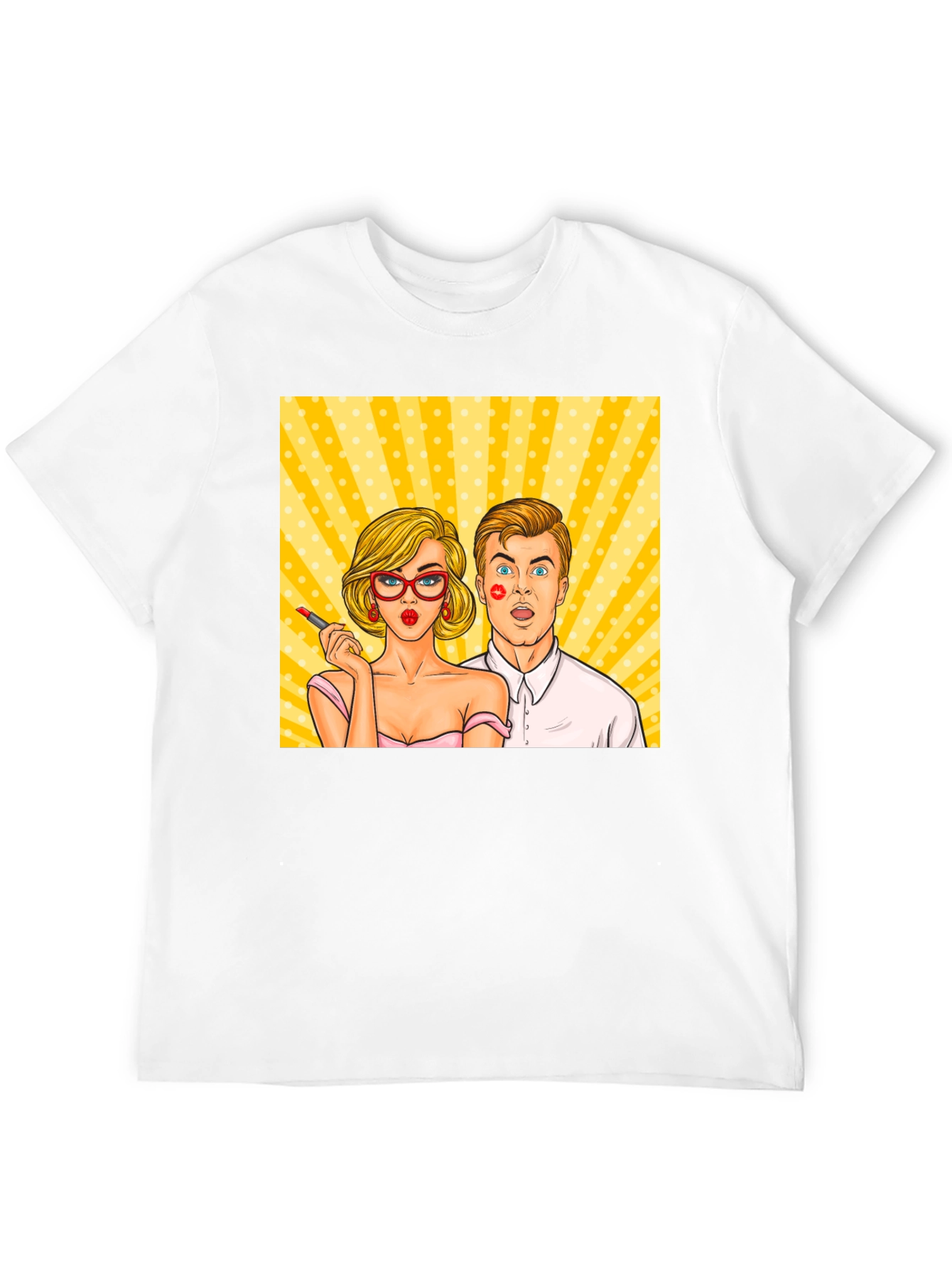 Pop Art Couple Graphic Tee - Black