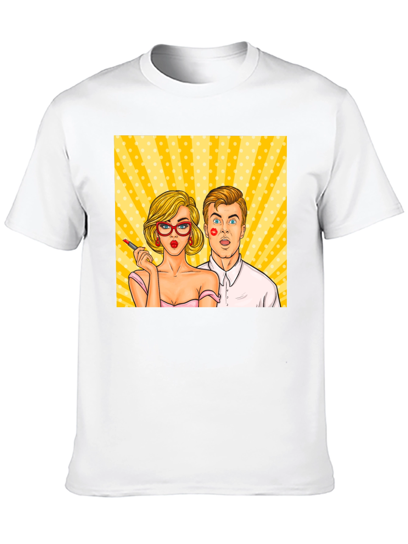 Pop Art Couple Graphic Tee - Black