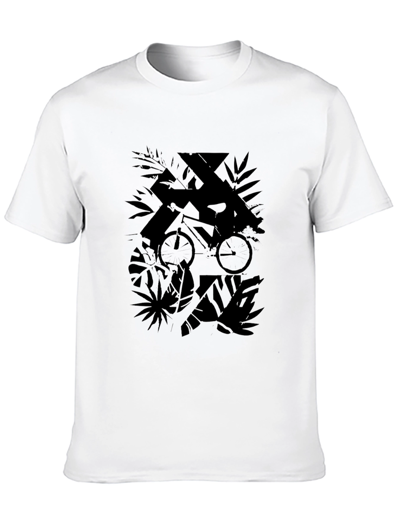Black Graphic Tee: Urban Jungle Bike Design