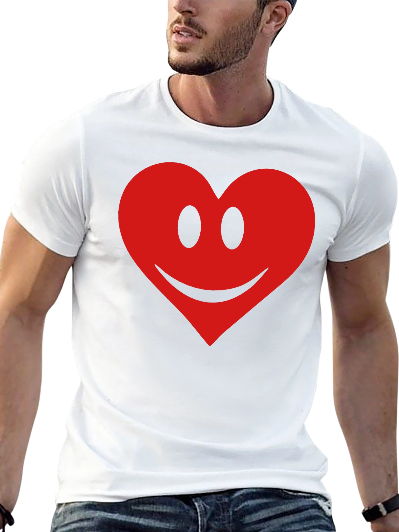 Heart Smiley Graphic Tee - Black
