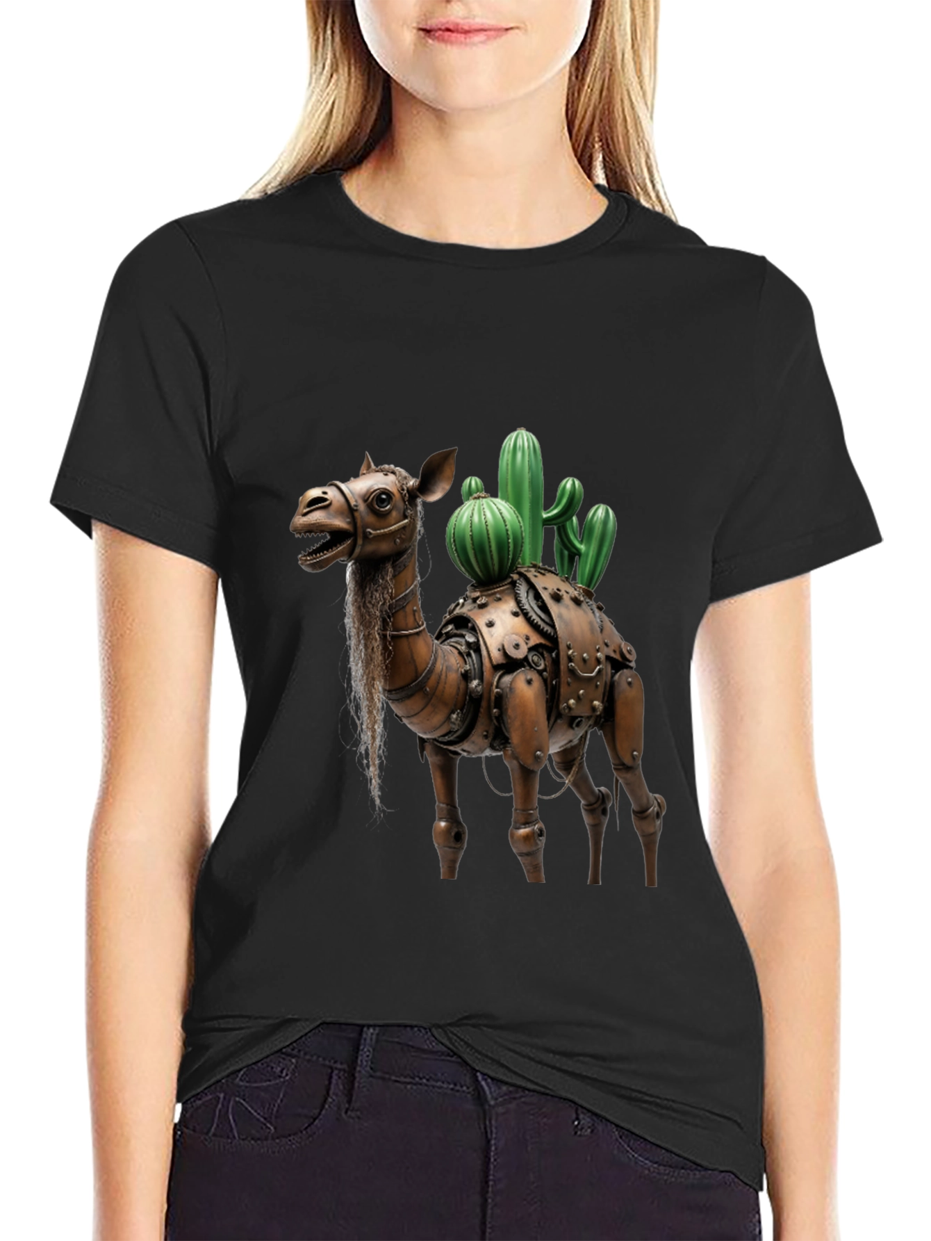 Steampunk Camel Cactus Graphic T-Shirt