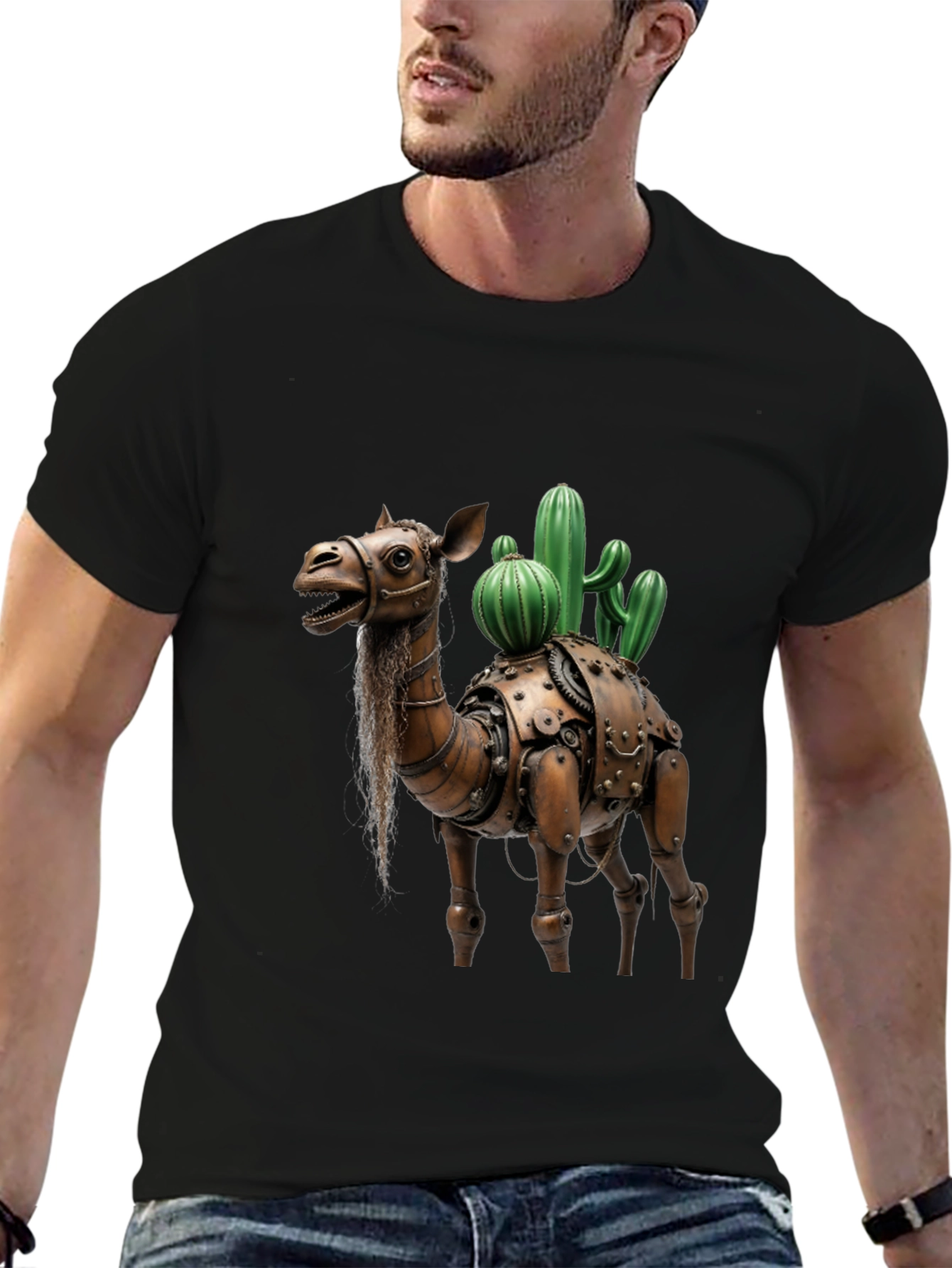 Steampunk Camel Cactus Graphic T-Shirt