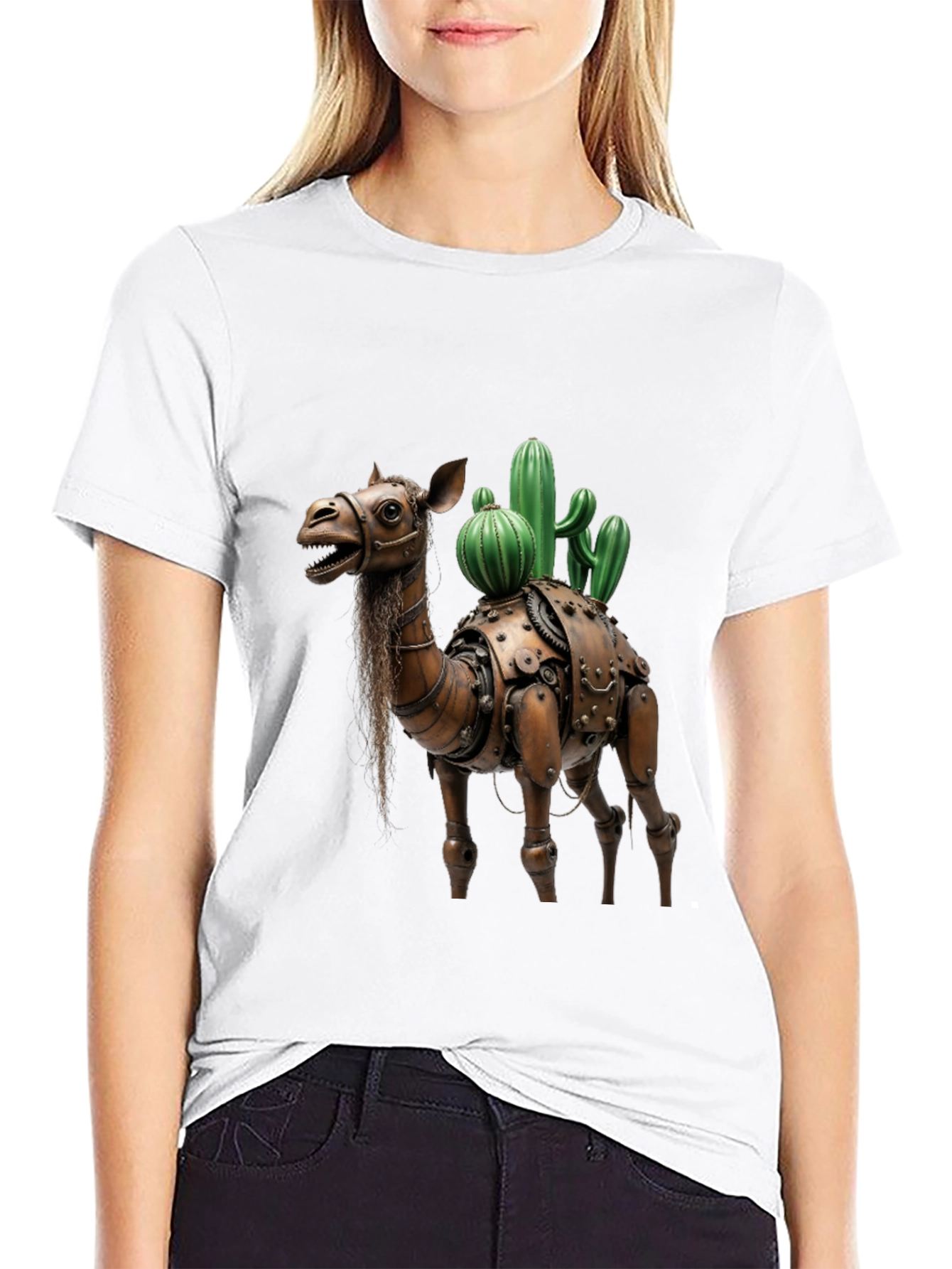 Steampunk Camel Cactus Graphic T-Shirt