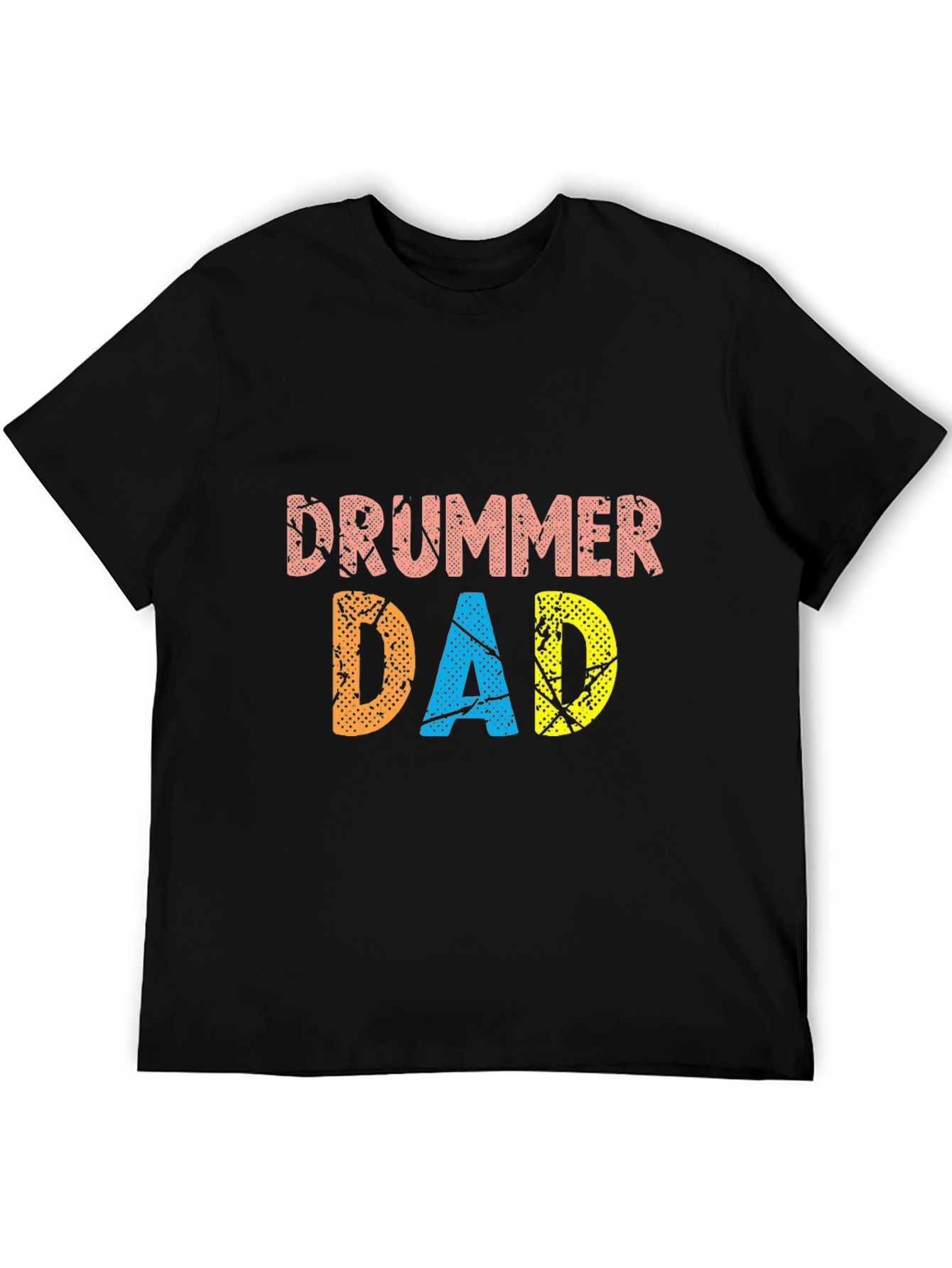 Drummer Dad Black Graphic T-Shirt
