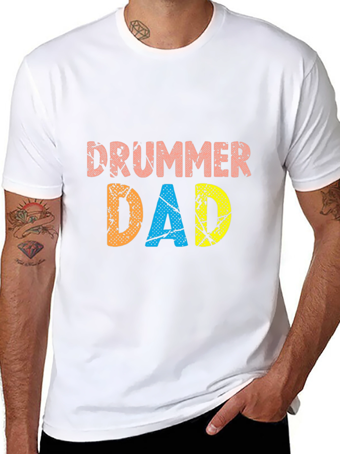 Drummer Dad Black Graphic T-Shirt
