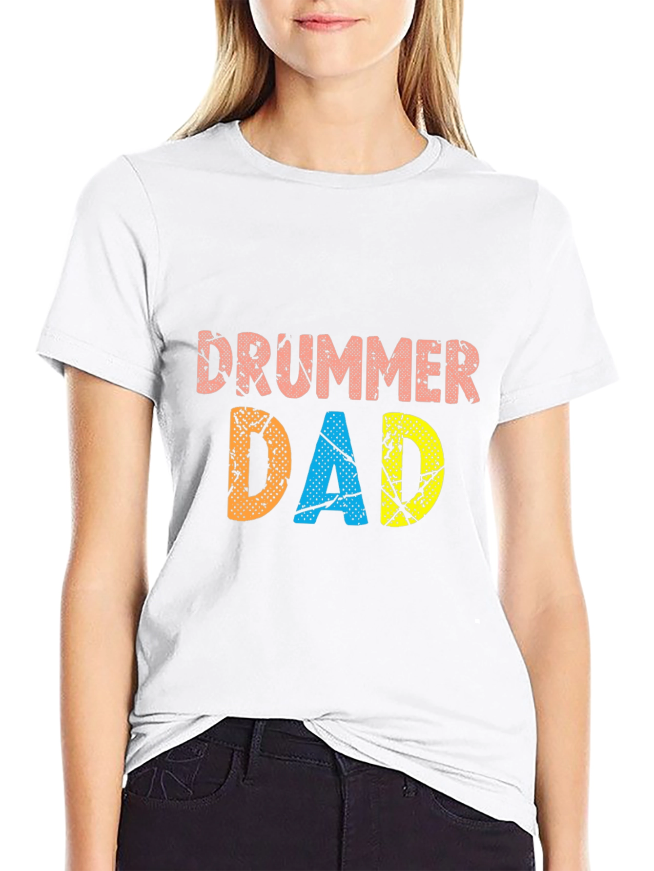 Drummer Dad Black Graphic T-Shirt