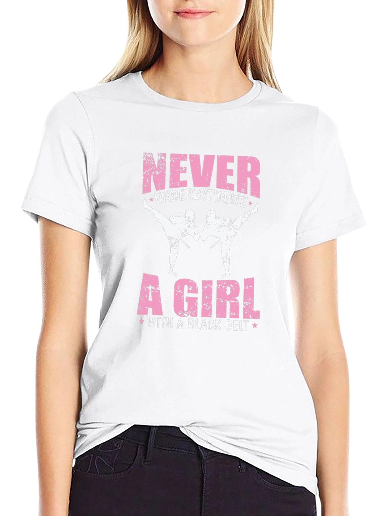 Never Underestimate a Girl with a Black Belt T-Shirt