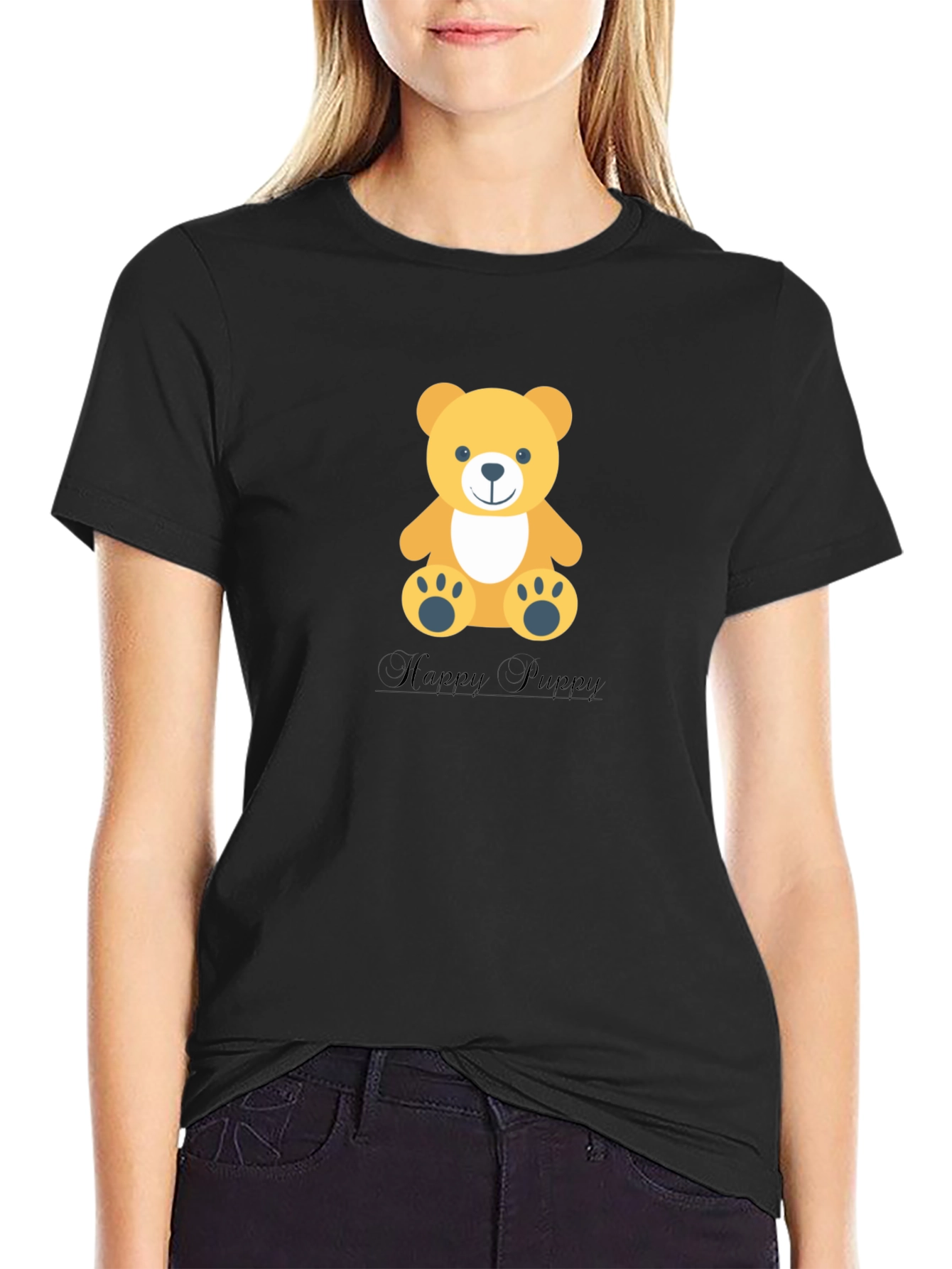 Teddy Bear Graphic Tee - Happy Puppy Design