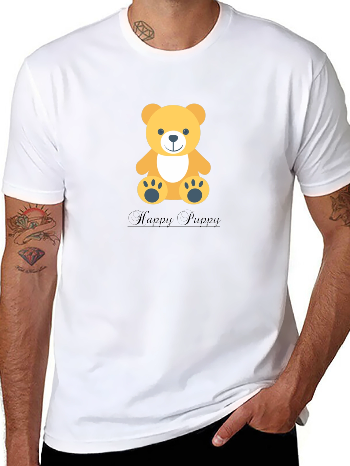 Teddy Bear Graphic Tee - Happy Puppy Design