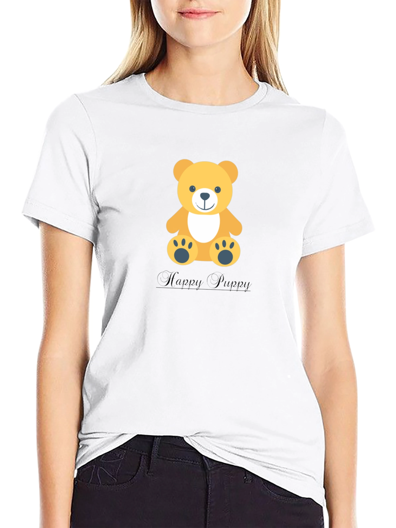 Teddy Bear Graphic Tee - Happy Puppy Design