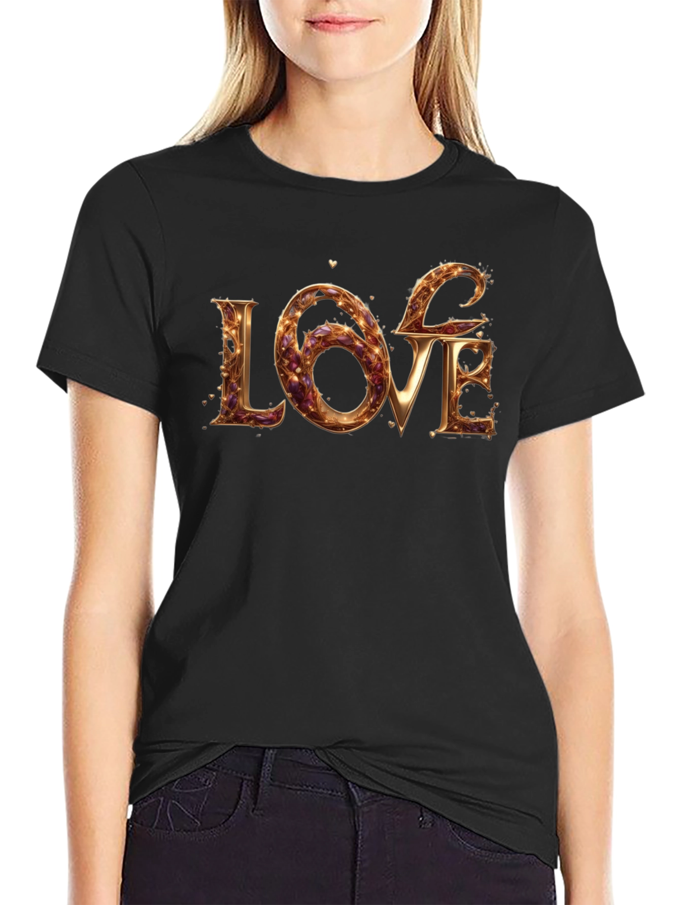 Stylish Black LOVE Graphic Tee