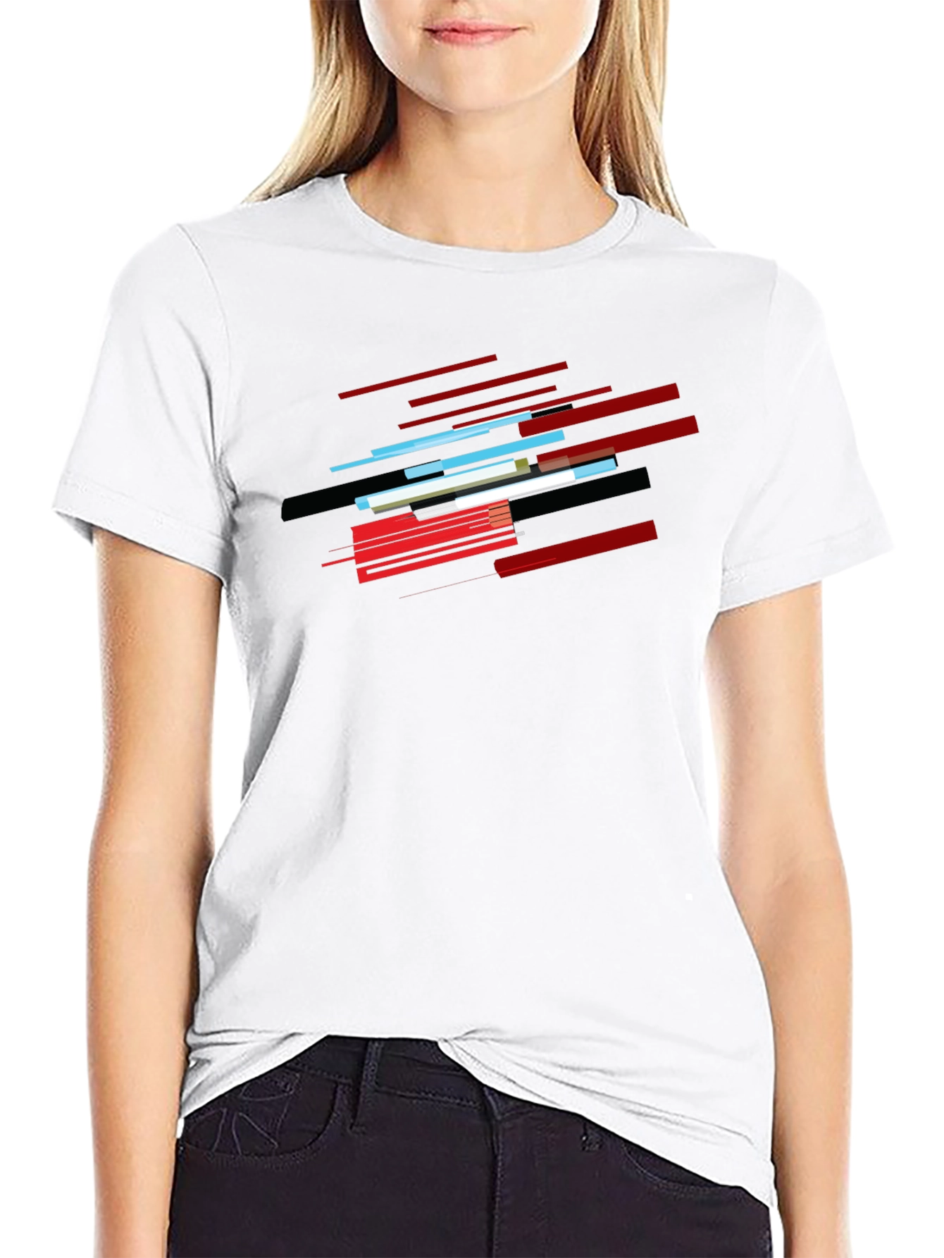 Abstract Lines Graphic Black T-Shirt