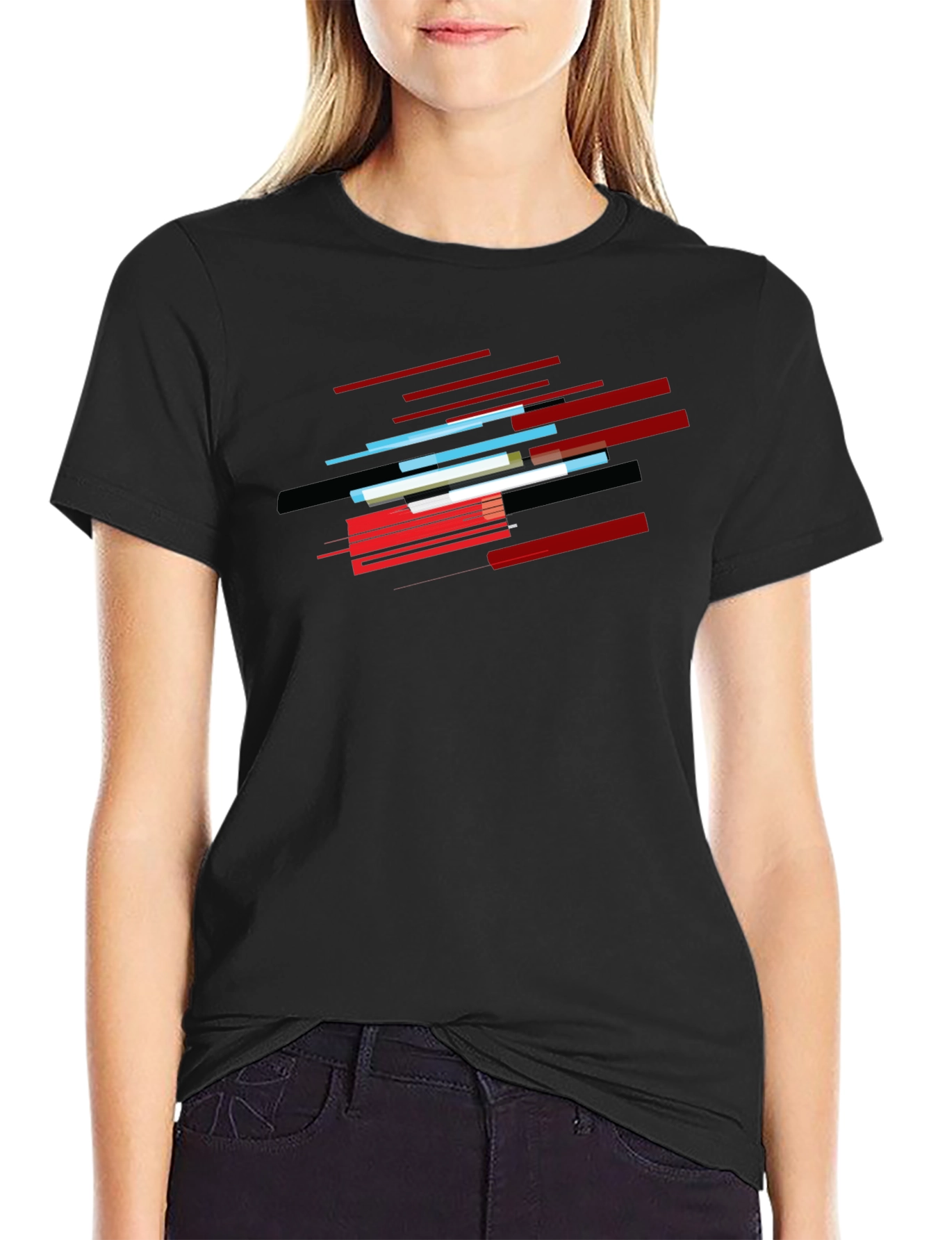 Abstract Lines Graphic Black T-Shirt