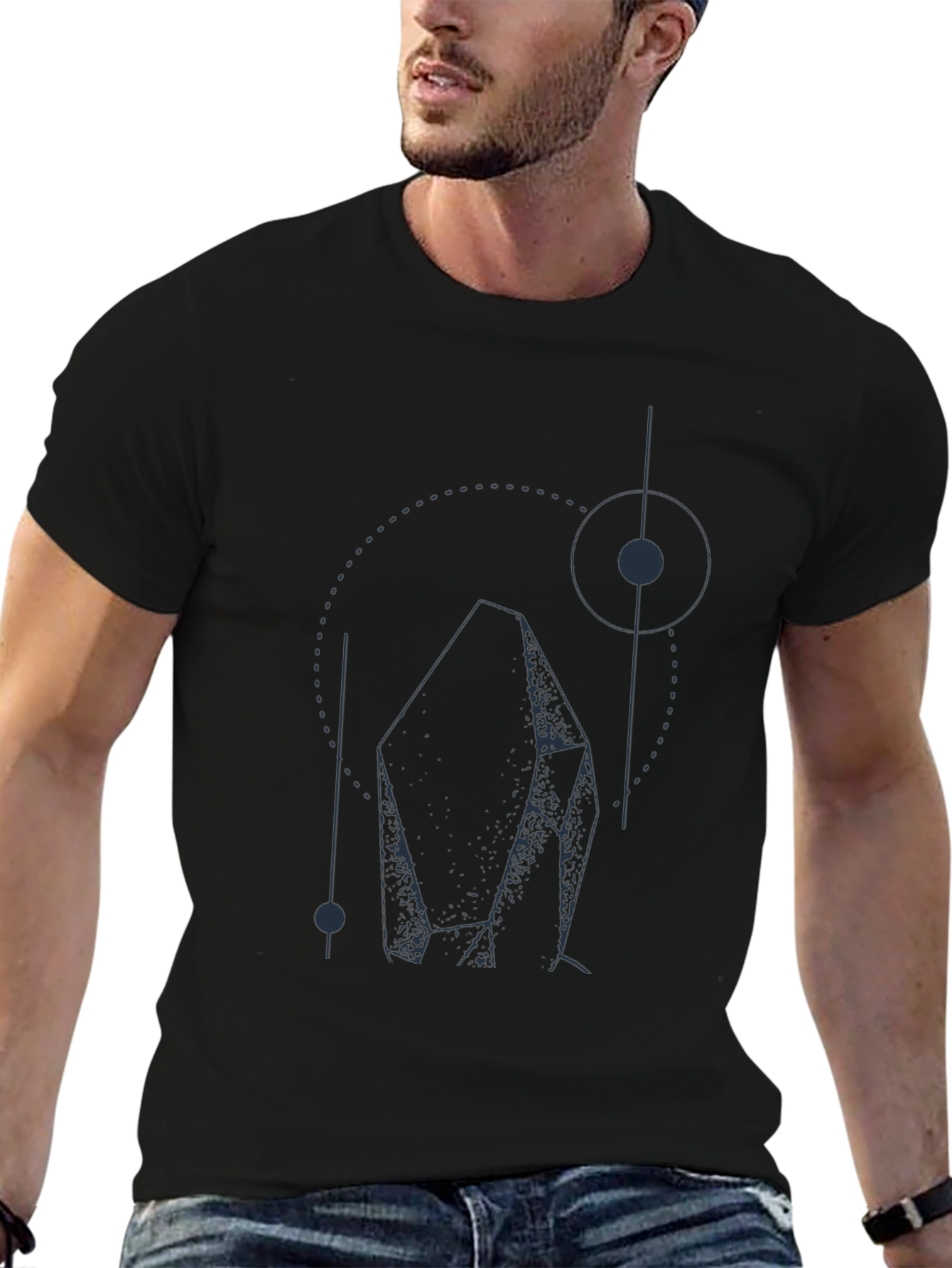 Geometric Crystal Graphic T-Shirt - Black