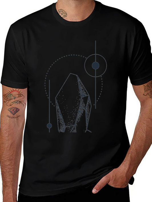 Geometric Crystal Graphic T-Shirt - Black