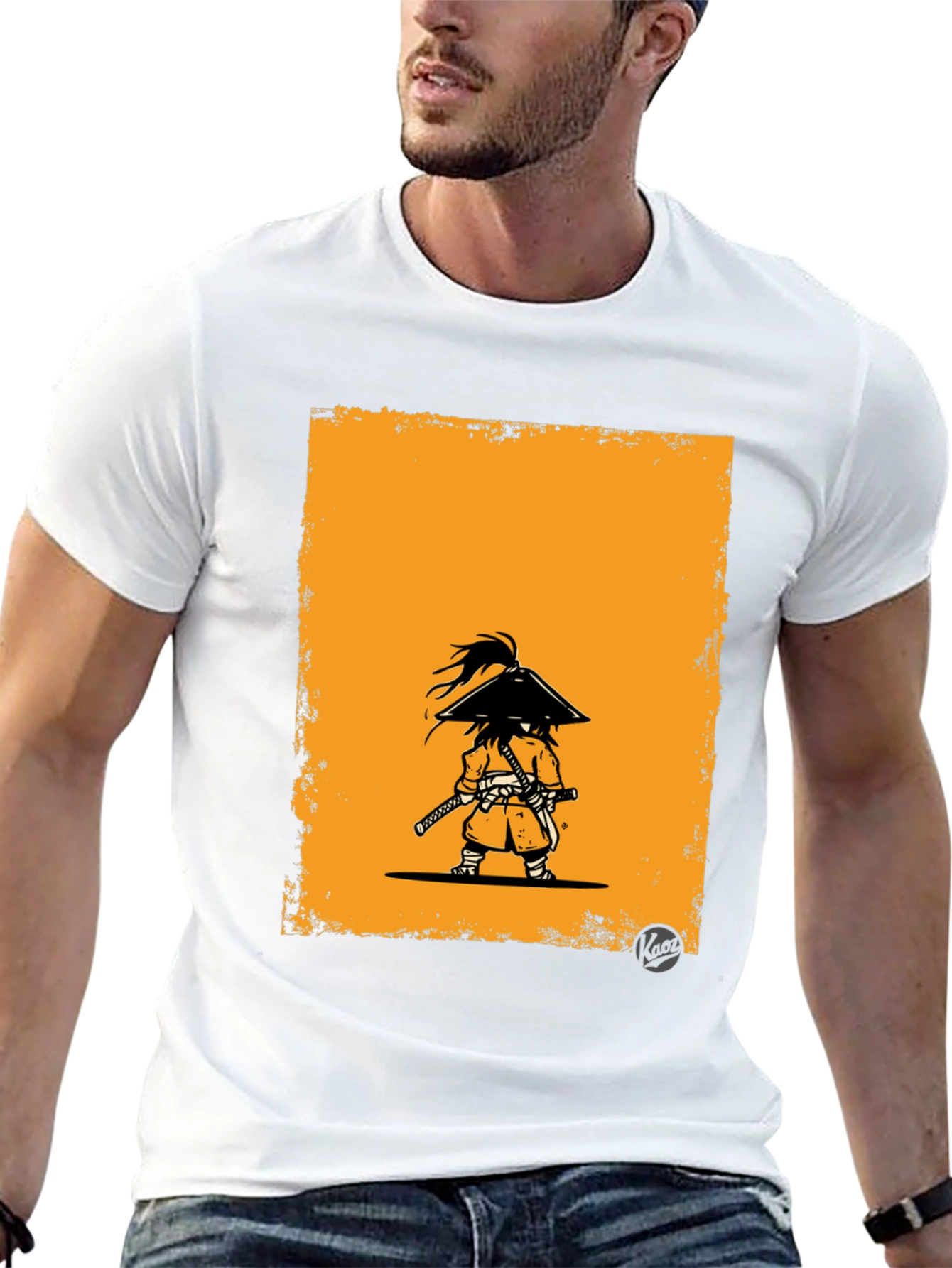 Samurai Graphic Tee - Black Cotton T-Shirt