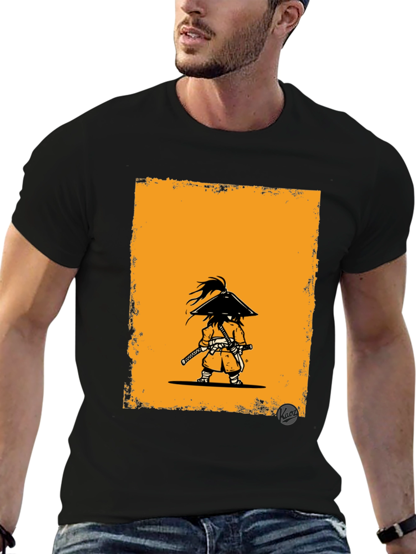 Samurai Graphic Tee - Black Cotton T-Shirt