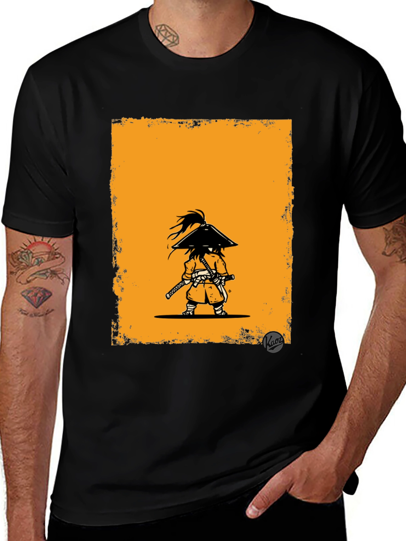 Samurai Graphic Tee - Black Cotton T-Shirt