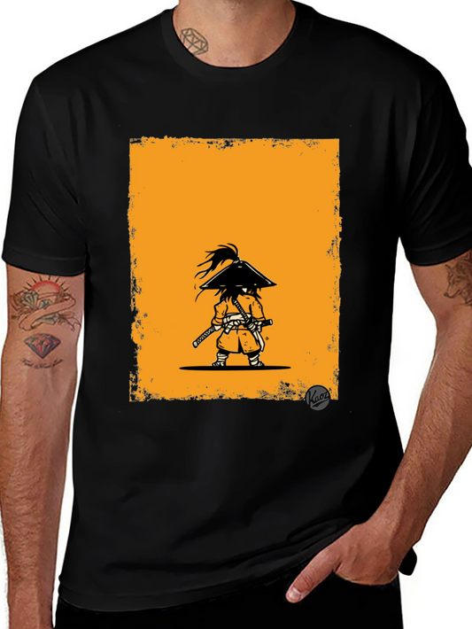 Samurai Graphic Tee - Black Cotton T-Shirt