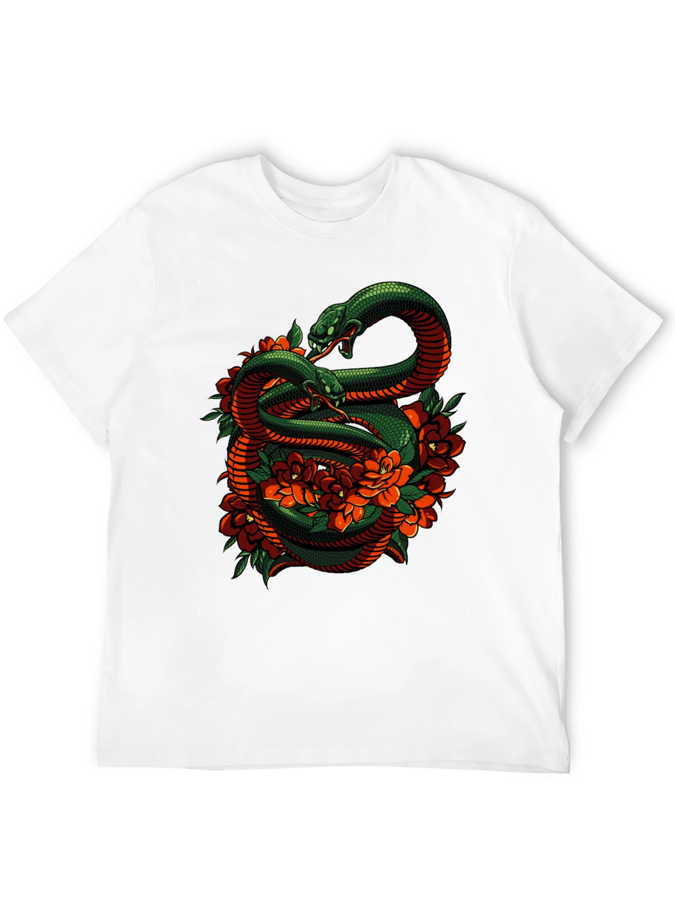 Snake & Roses Graphic Tee - Edgy Style