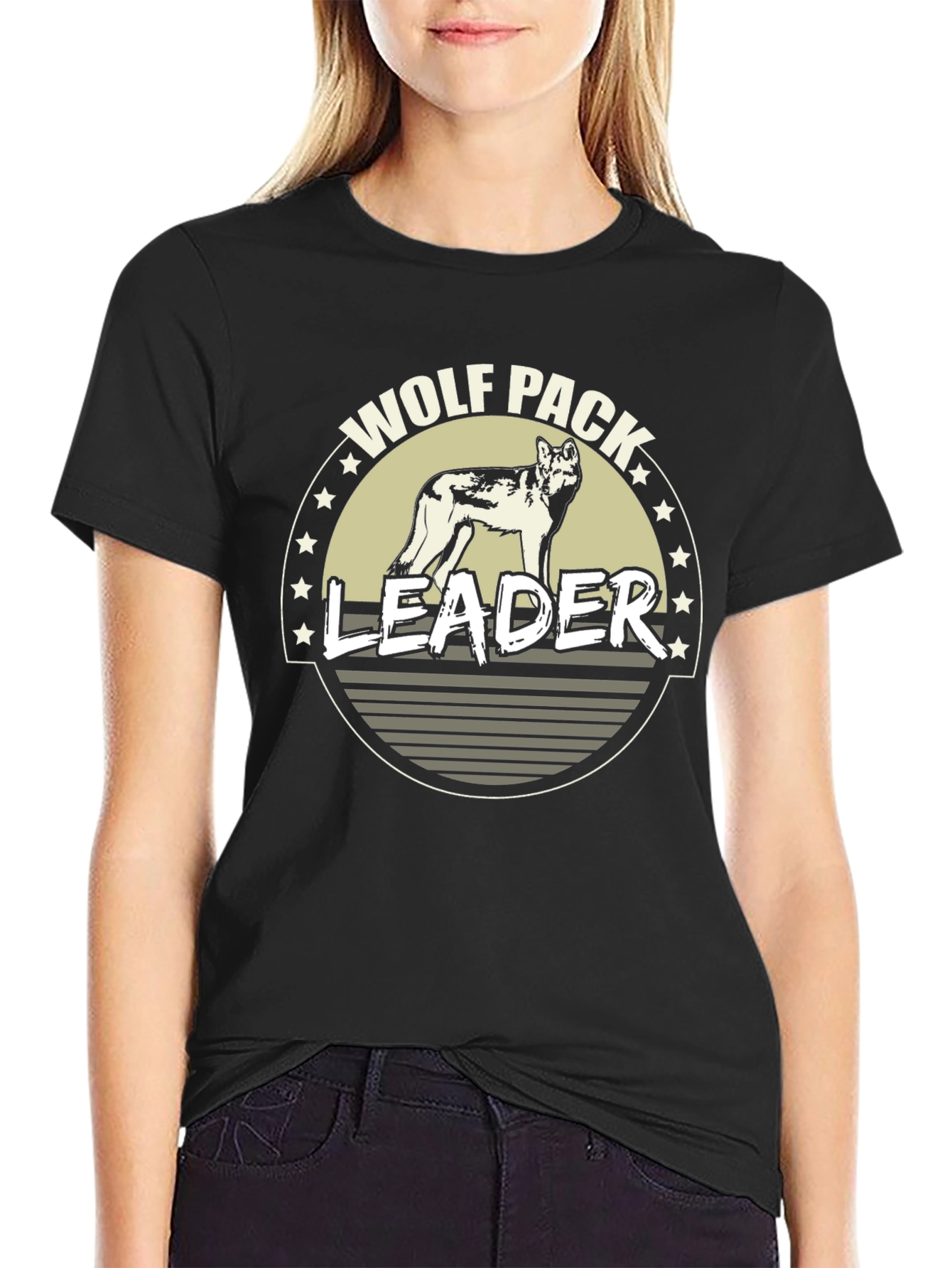 Wolf Pack Leader Graphic T-Shirt - Black