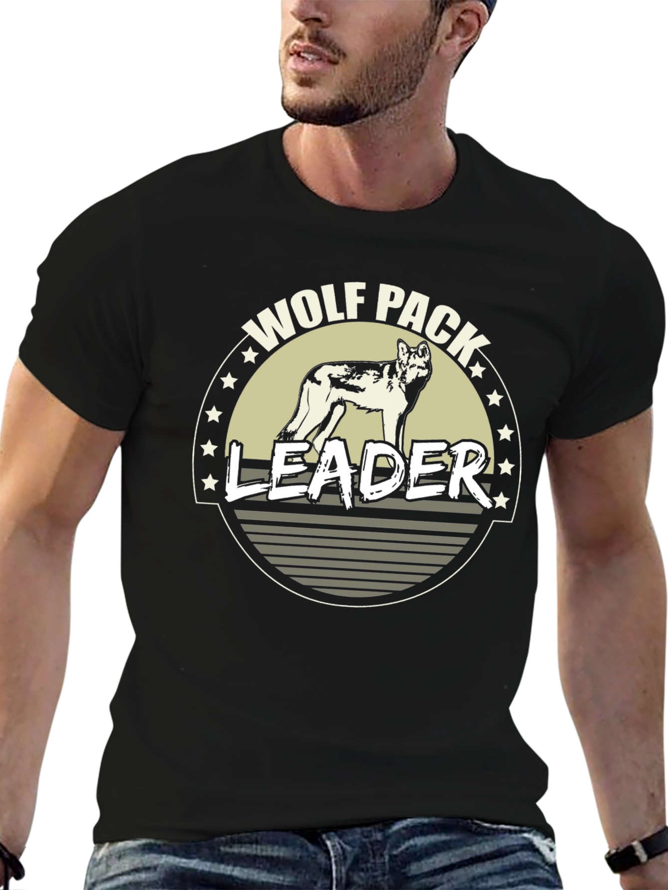 Wolf Pack Leader Graphic T-Shirt - Black