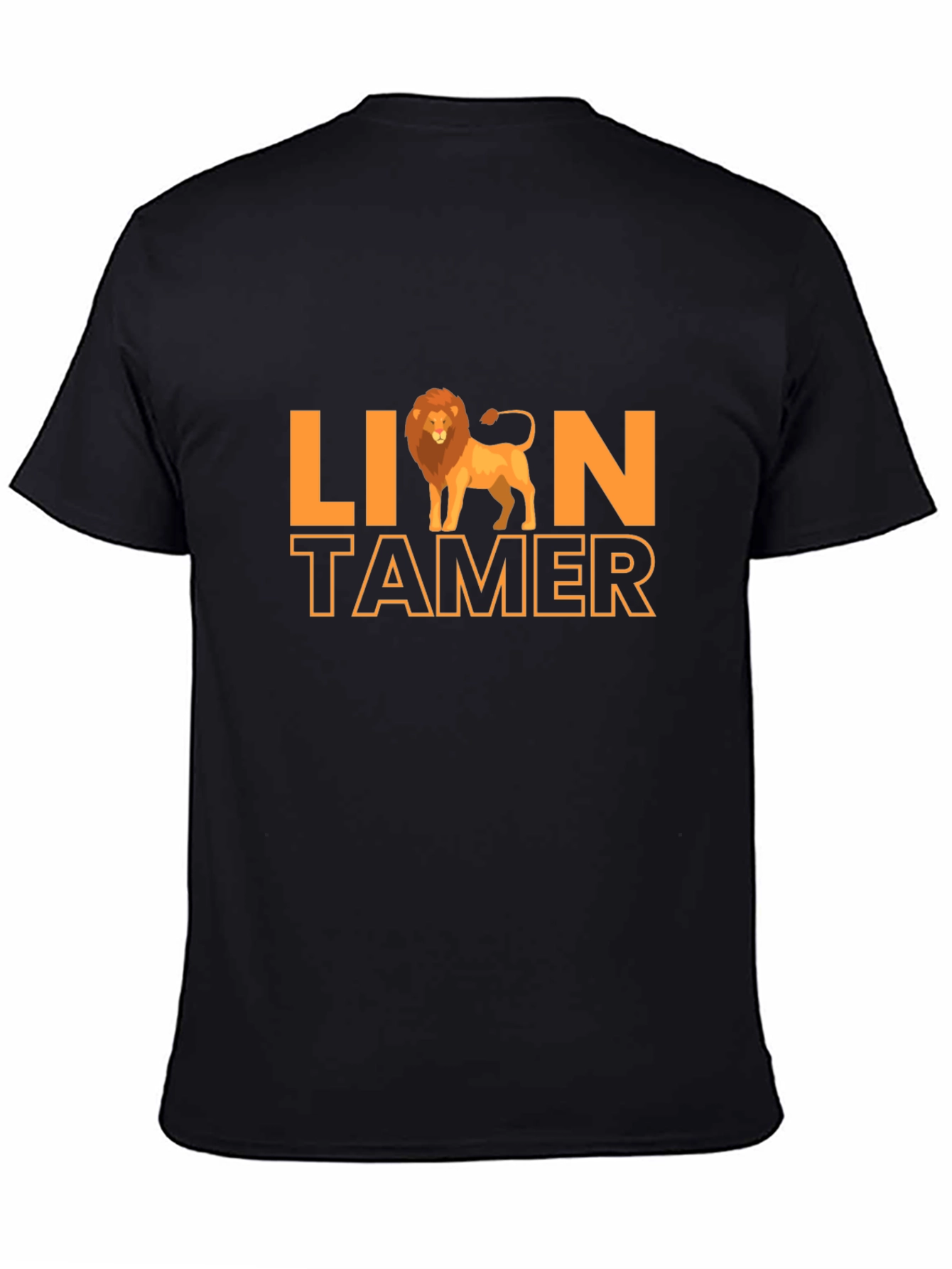 Lion Tamer Graphic Print Black T-Shirt