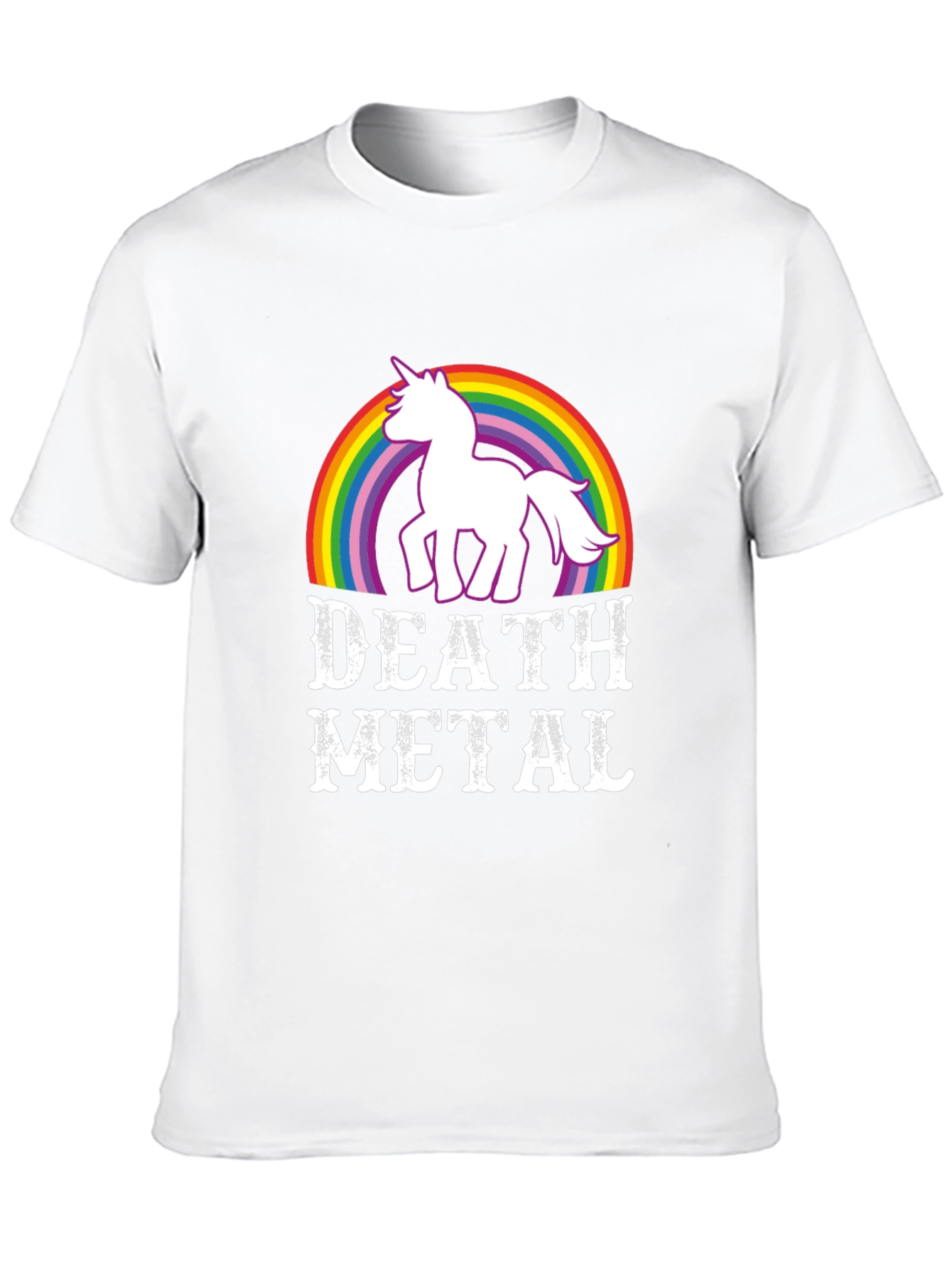 Death Metal Unicorn Rainbow Graphic T-Shirt