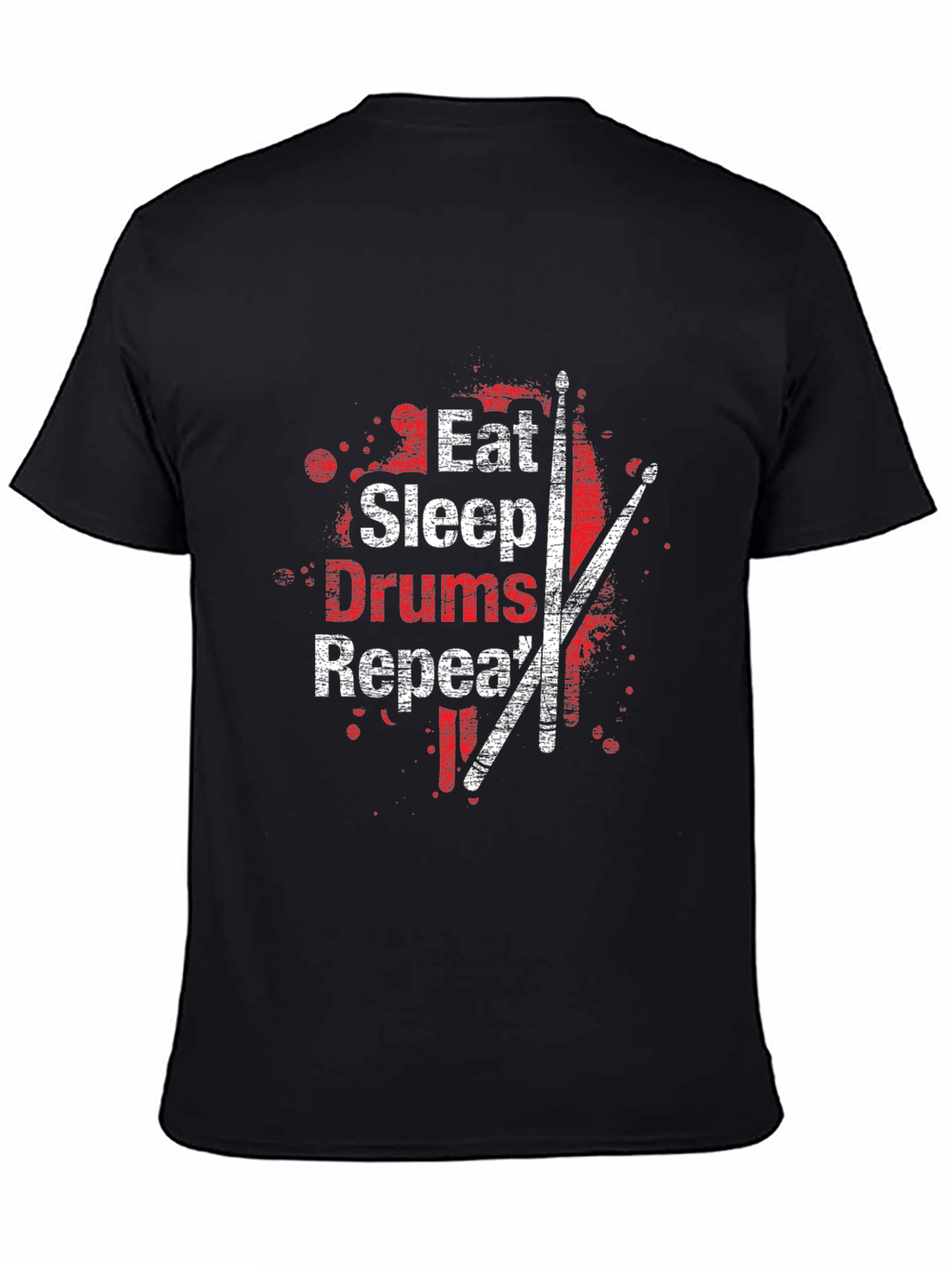 Eat Sleep Drums Repeat Mens Black T-Shirt