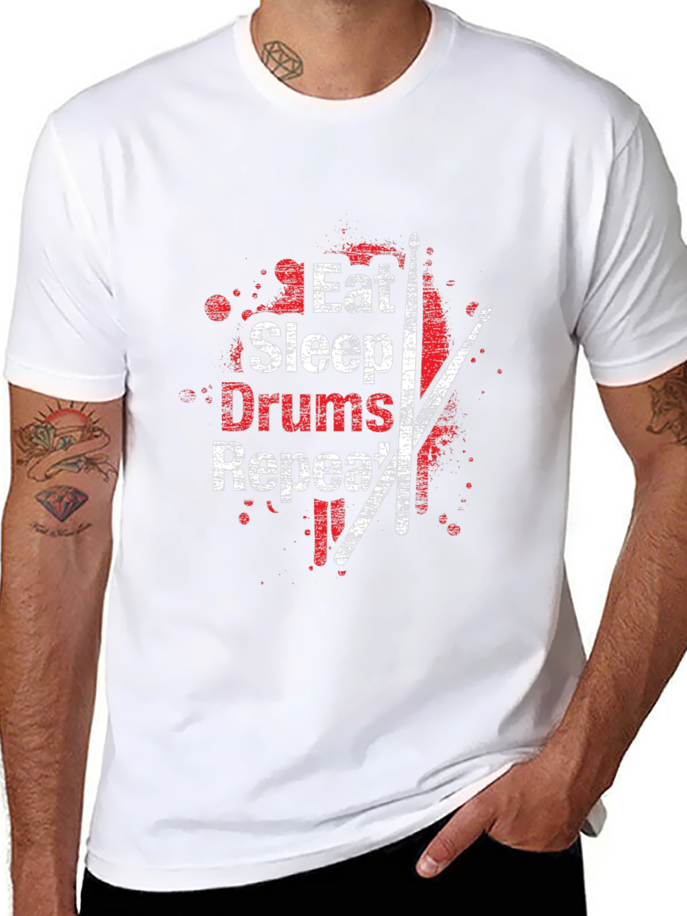 Eat Sleep Drums Repeat Mens Black T-Shirt