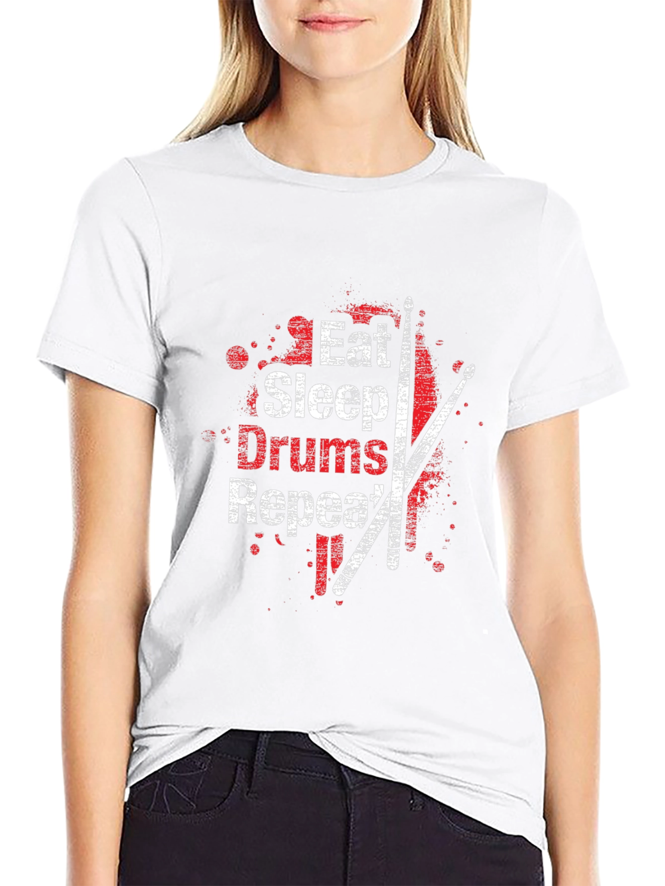 Eat Sleep Drums Repeat Mens Black T-Shirt