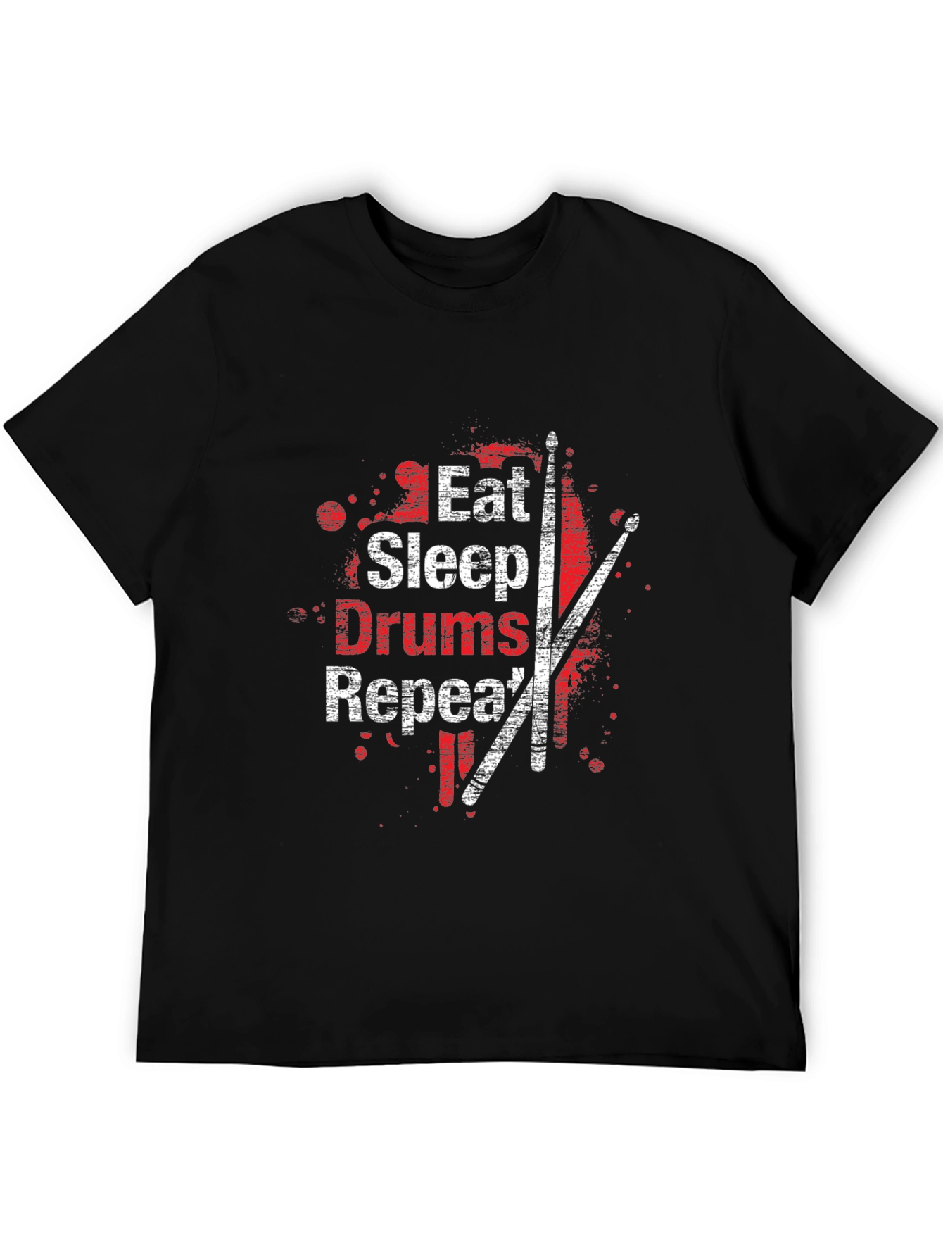Eat Sleep Drums Repeat Mens Black T-Shirt